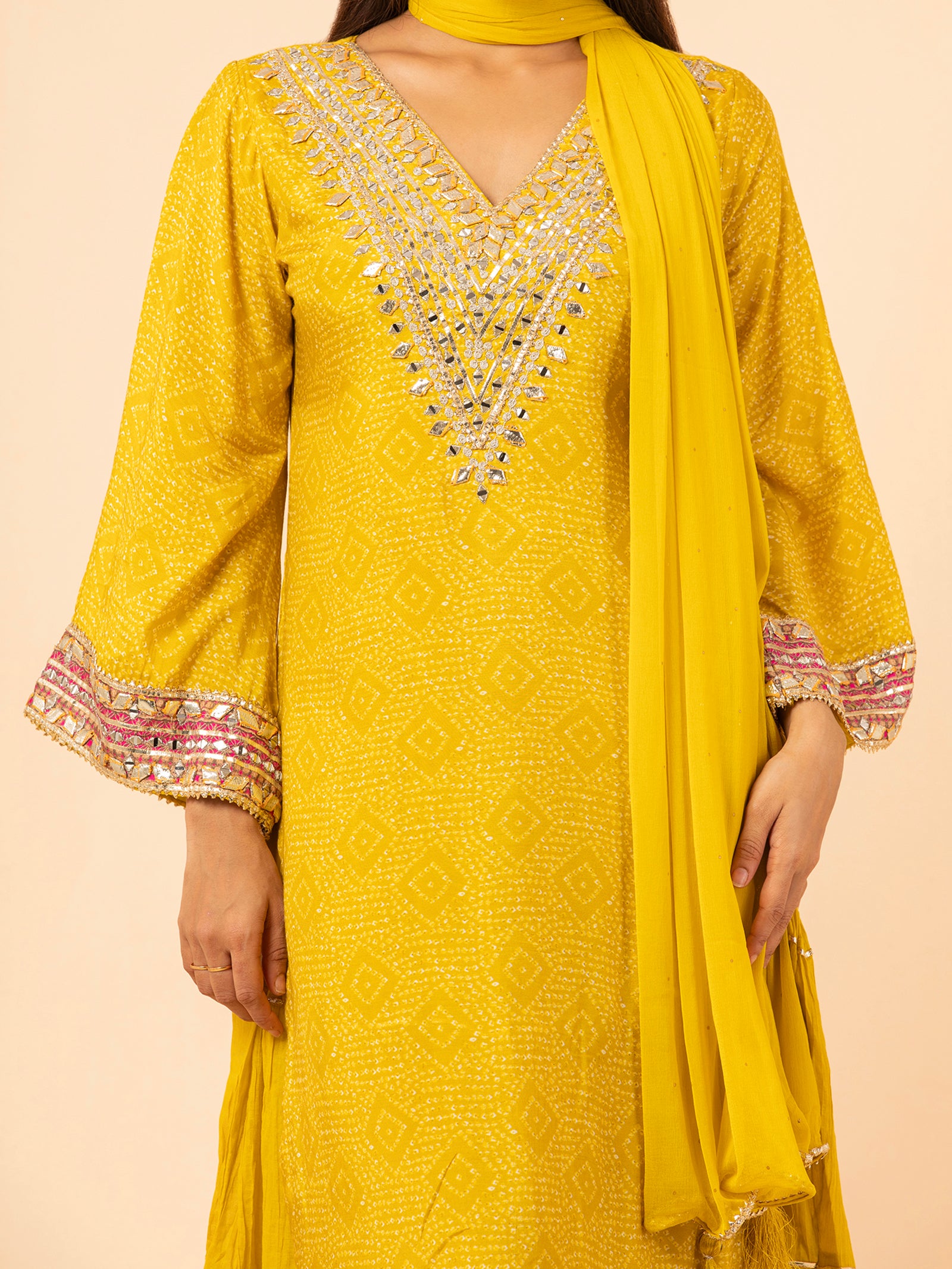 Heritage Mustard Sharara Ensemble
