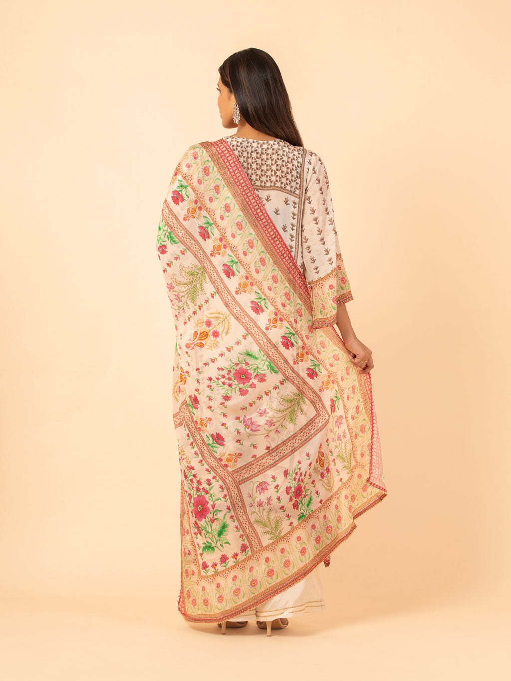 Floral Print Kaftan-Style Kurta Set
