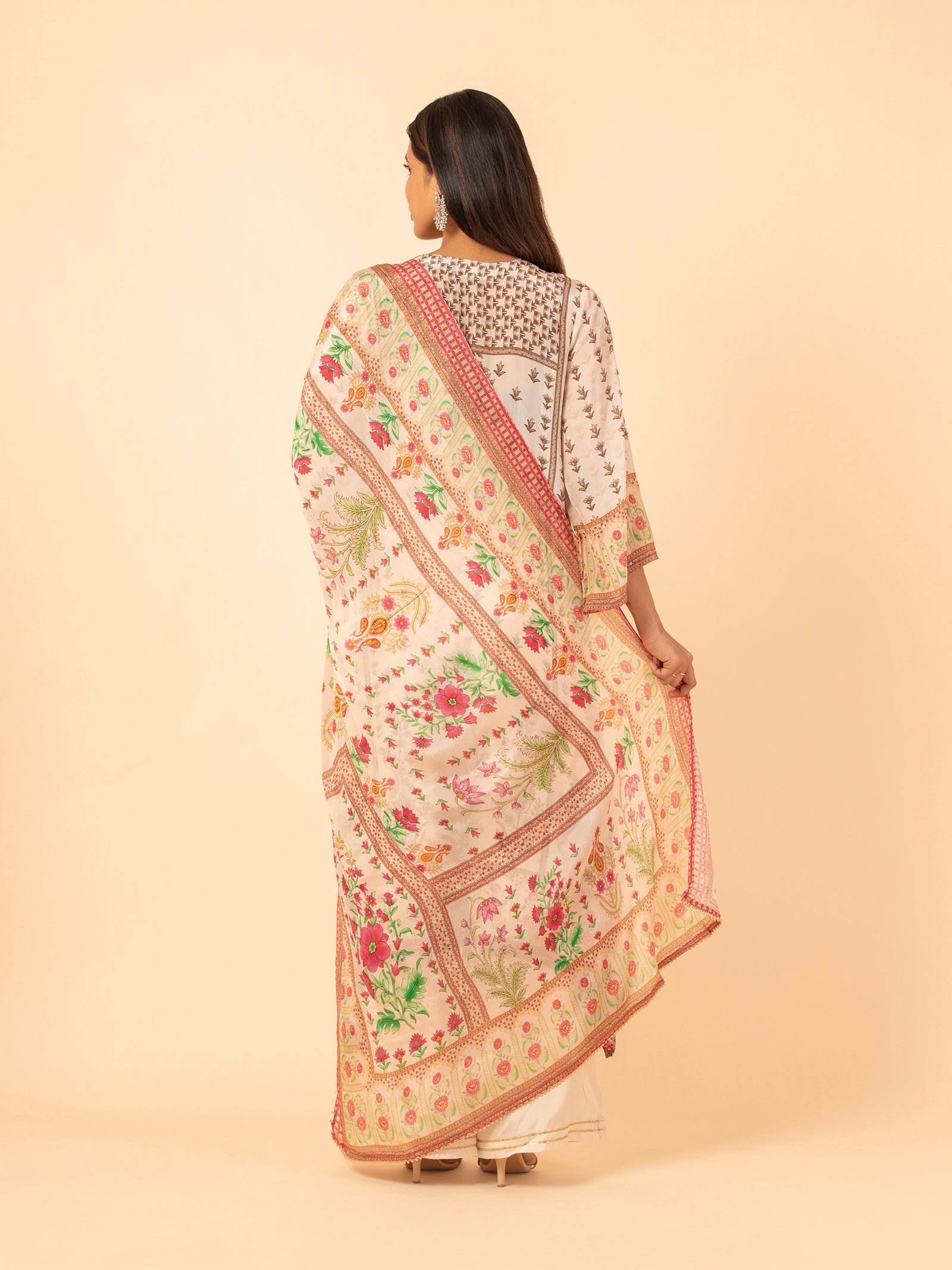 Floral Print Kaftan-Style Kurta Set