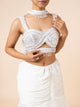 White Tiered Lehenga with Embellished Cut-out Blouse