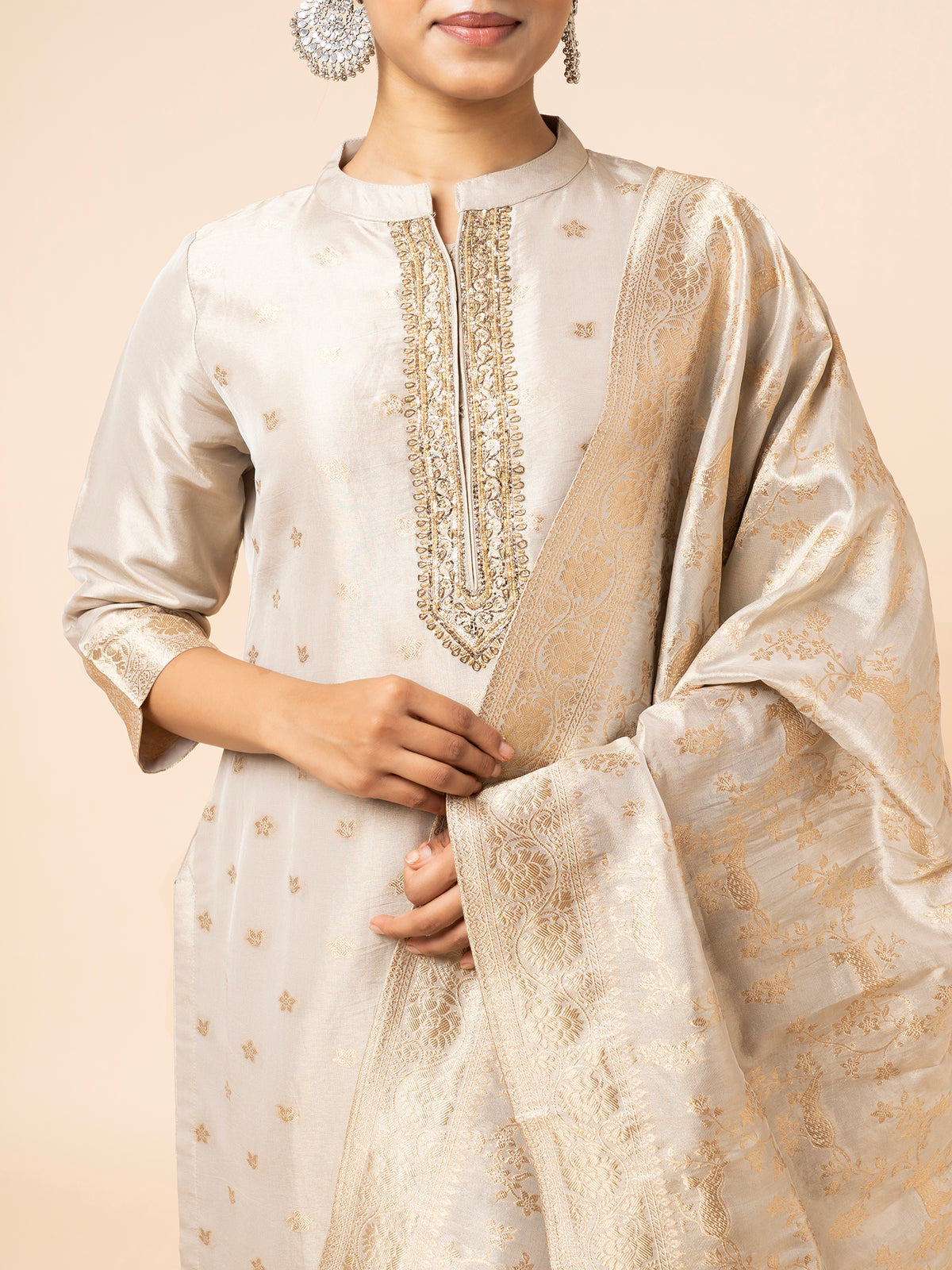 Ivory Banarasi Suit Set