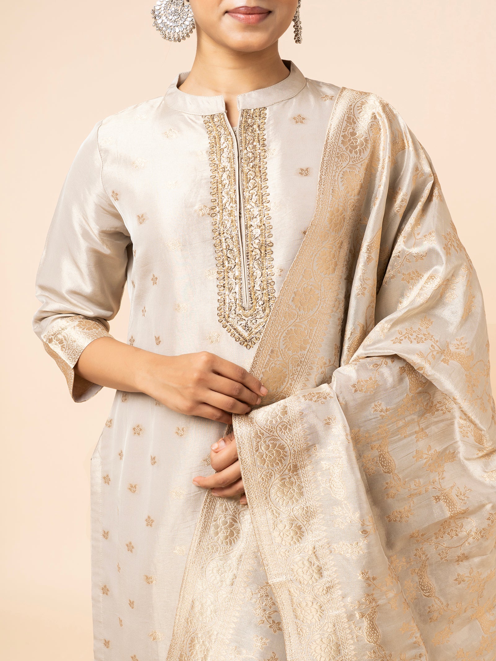 Ivory Banarasi Suit Set