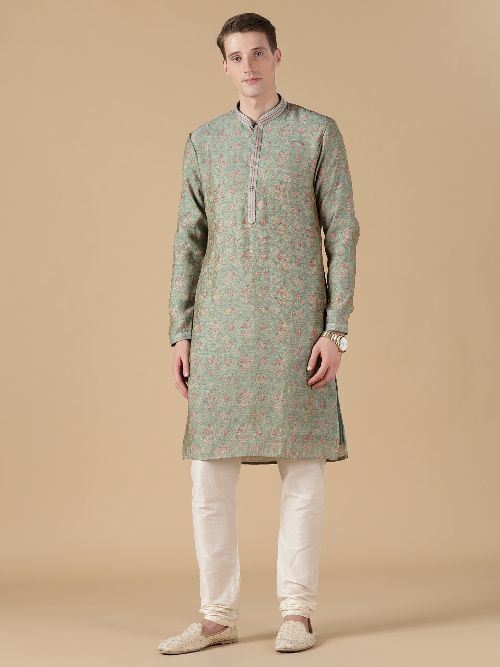 Sage Green Floral Print Kurta Set