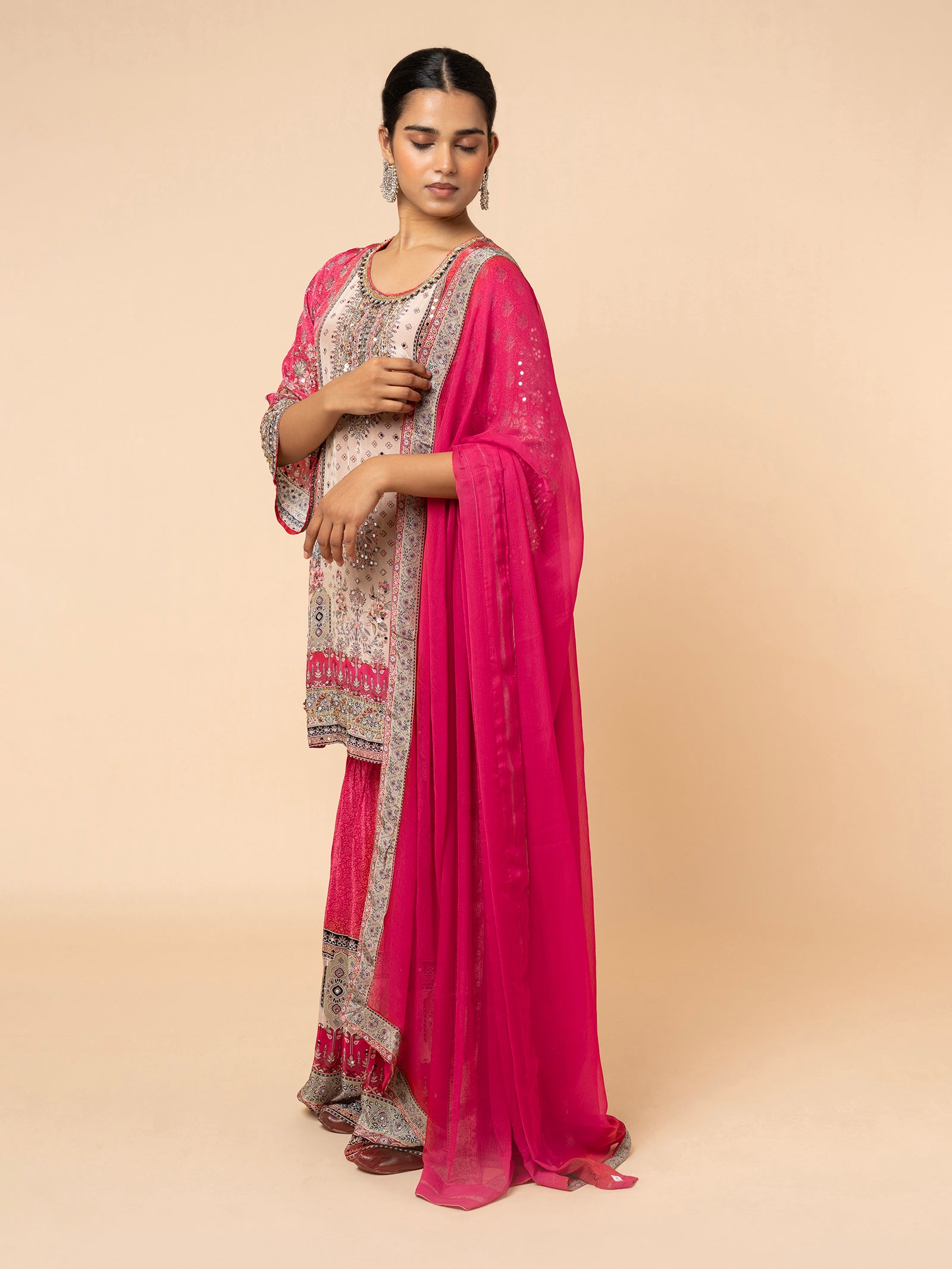 Vibrant Fuchsia Gharara Ensemble