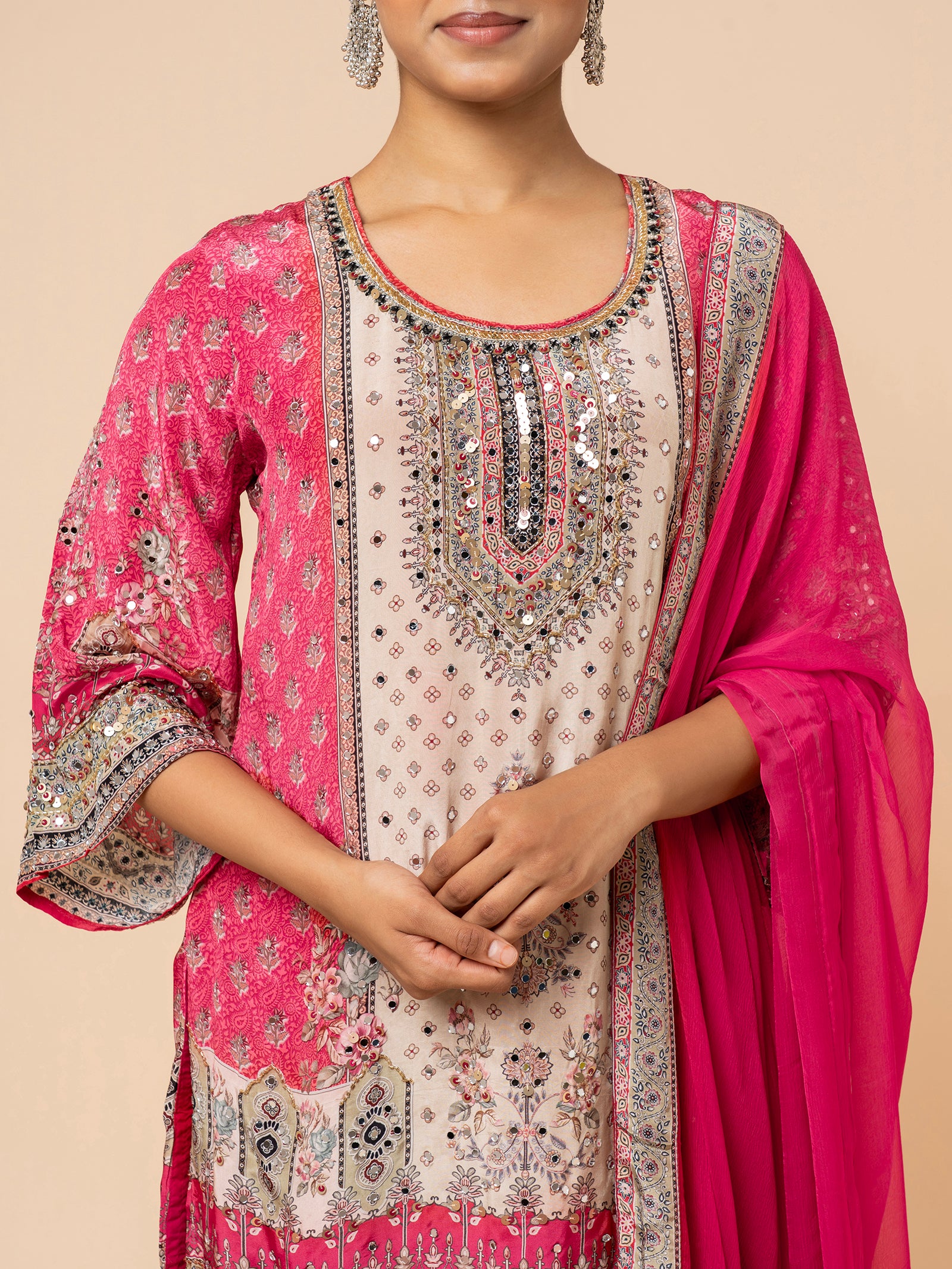 Vibrant Fuchsia Gharara Ensemble