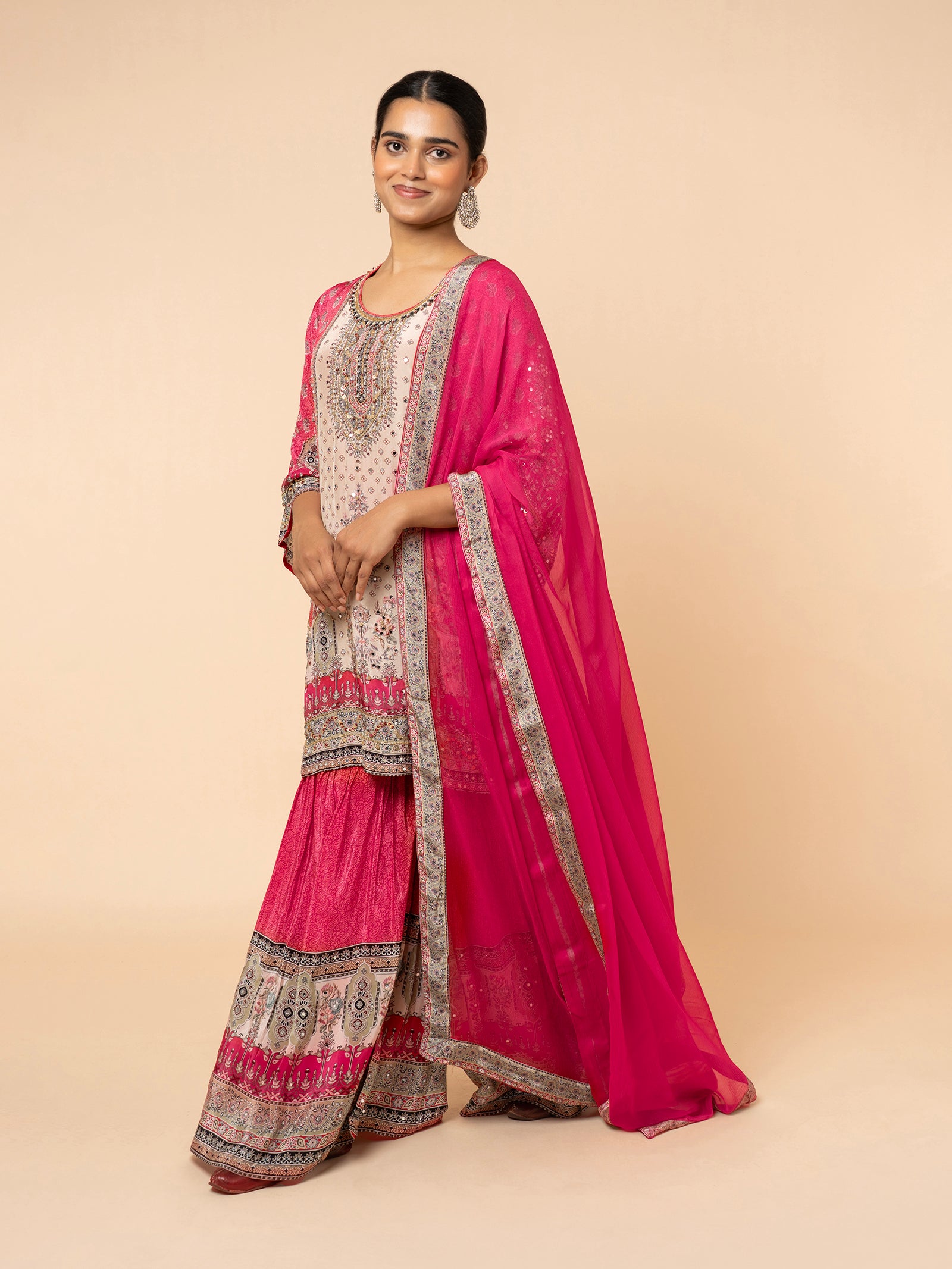 Vibrant Fuchsia Gharara Ensemble