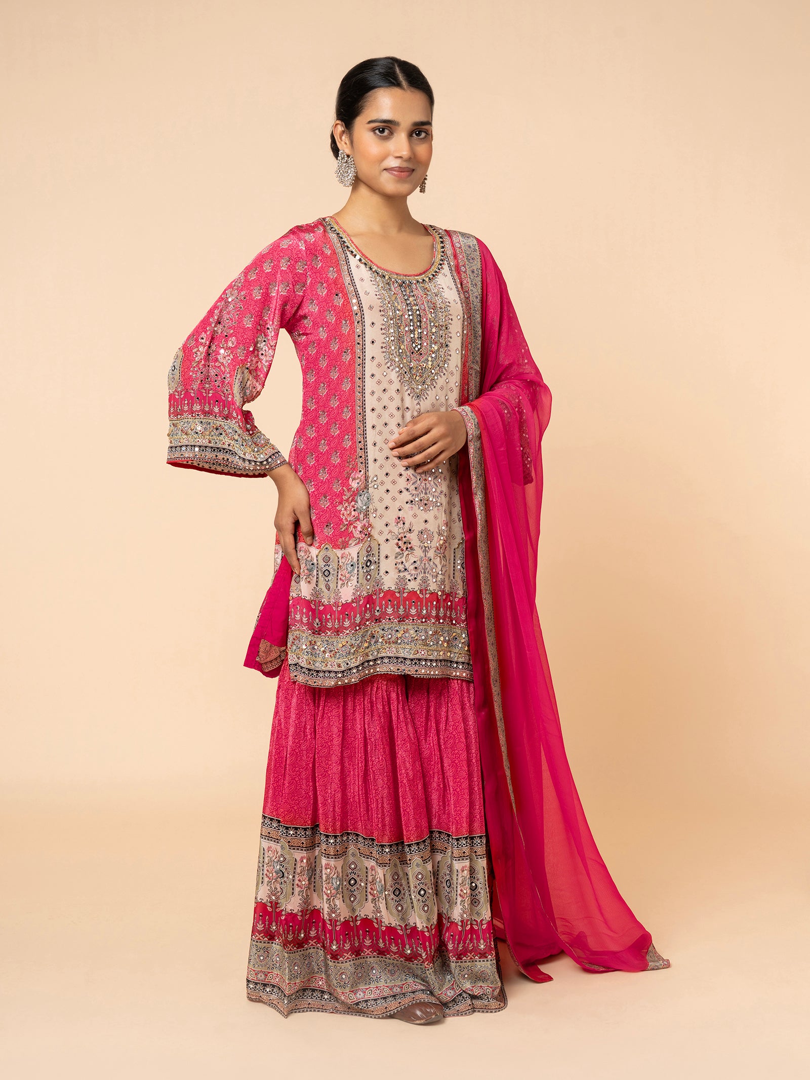 Vibrant Fuchsia Gharara Ensemble