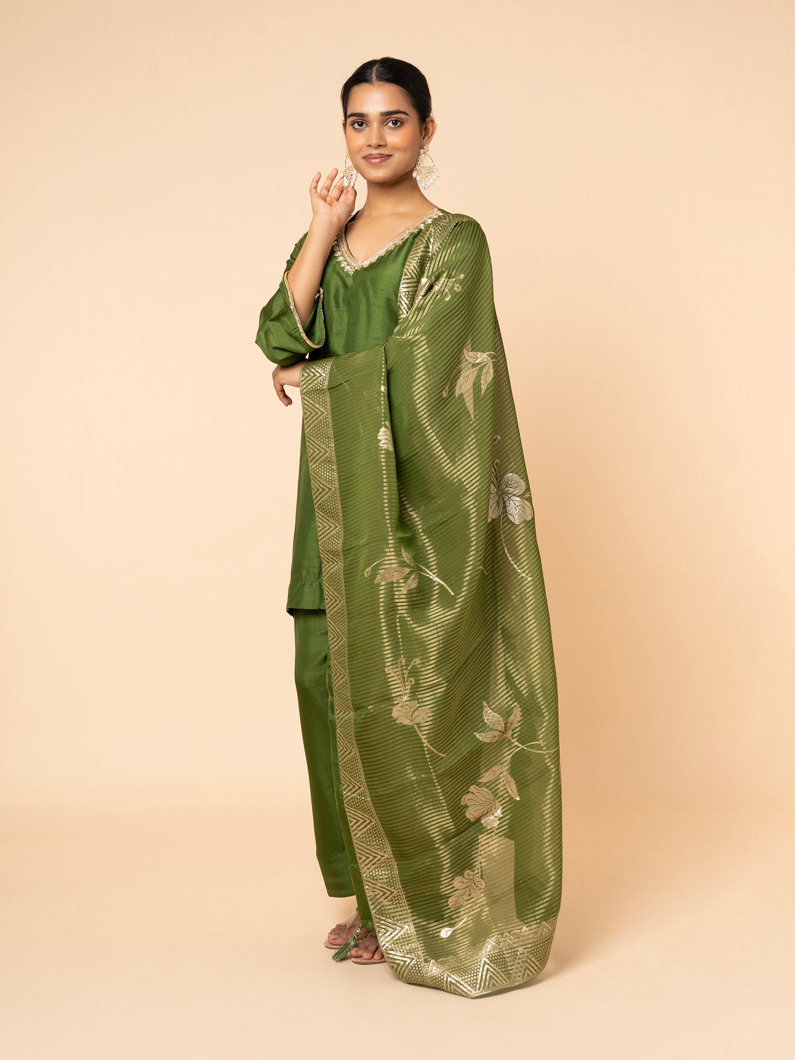 Forest Green Silk Suit Set