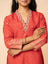 Burnt Orange Silk Co-ord Set with Zari Border & ButI Embroidery