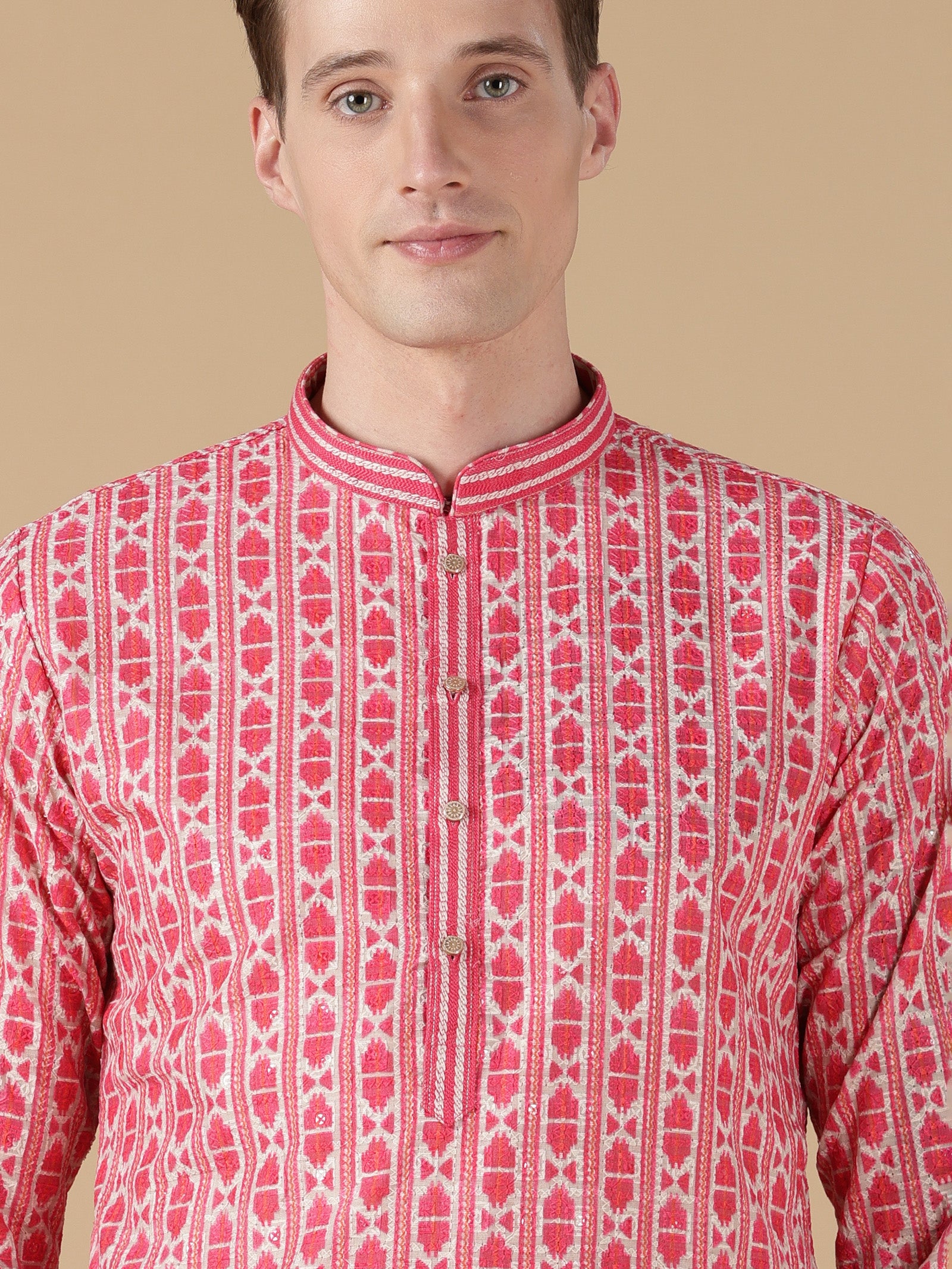 The Jaipur Ikat Inspired Pink Kurta Set