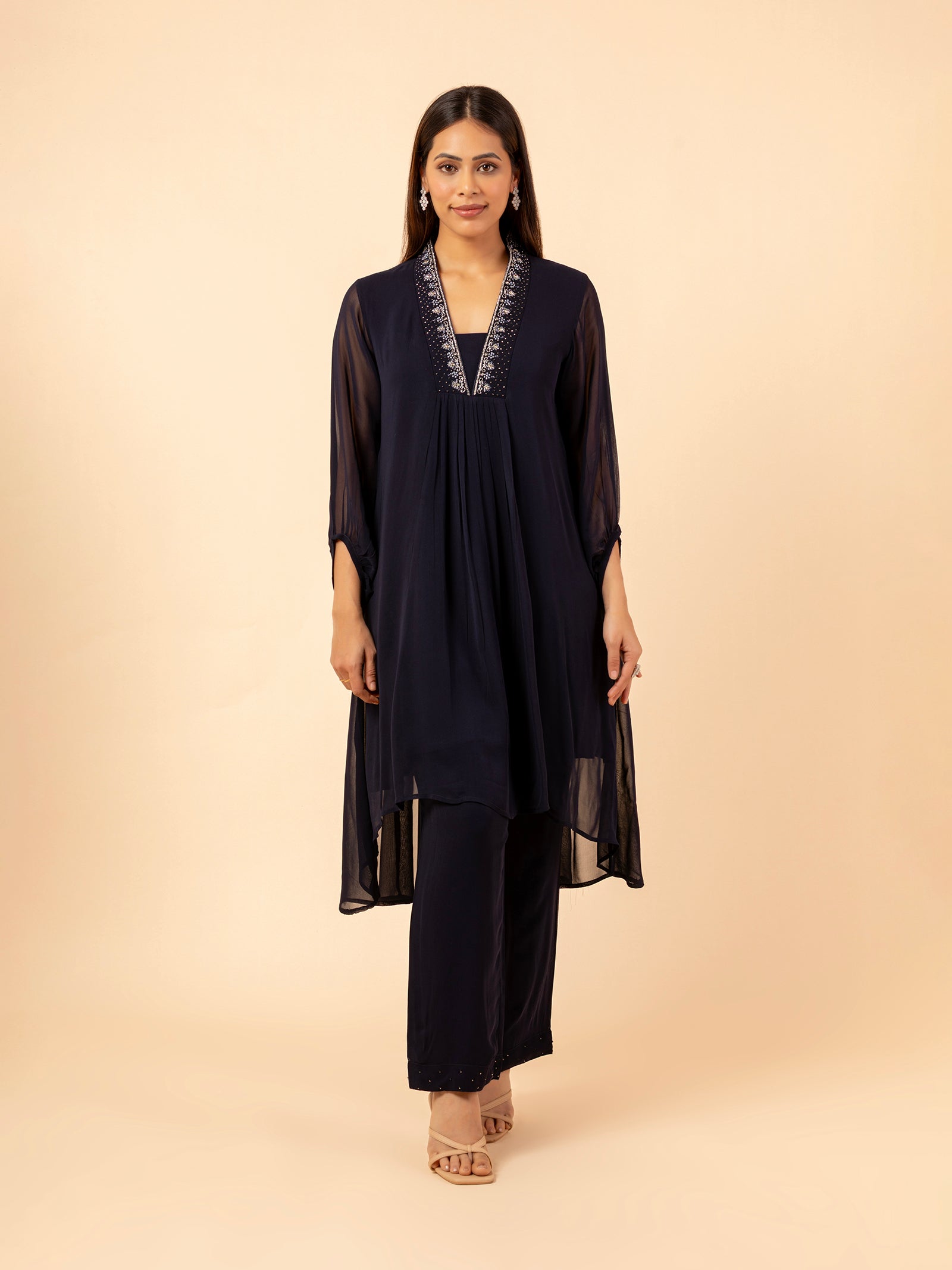 Celestial Azure Embellished Tunic Set