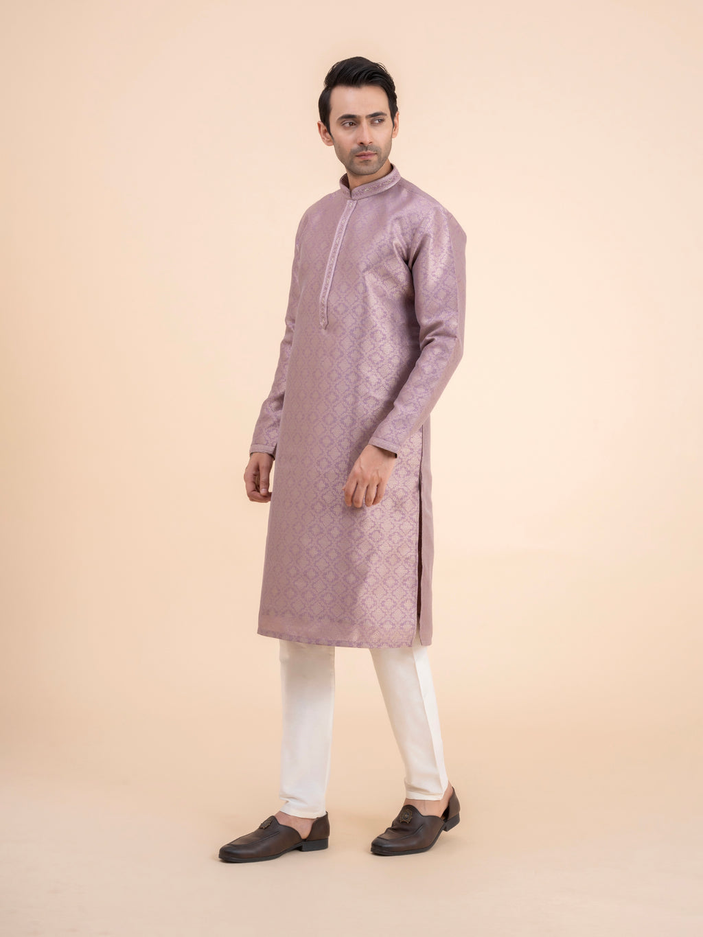Mauve Brocade Kurta Set