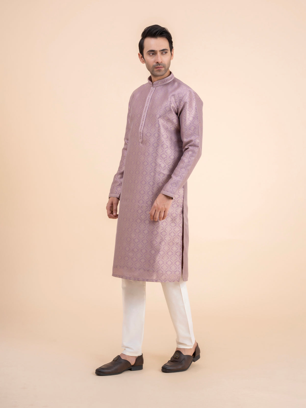 Mauve Brocade Kurta Set