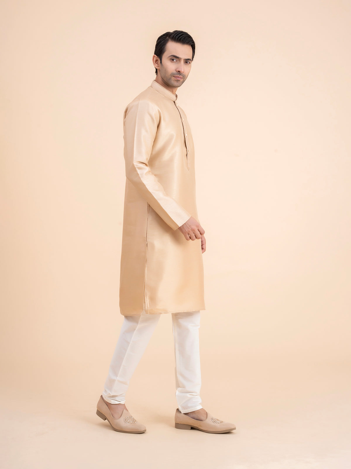 Champagne Gold Solid Kurta Set