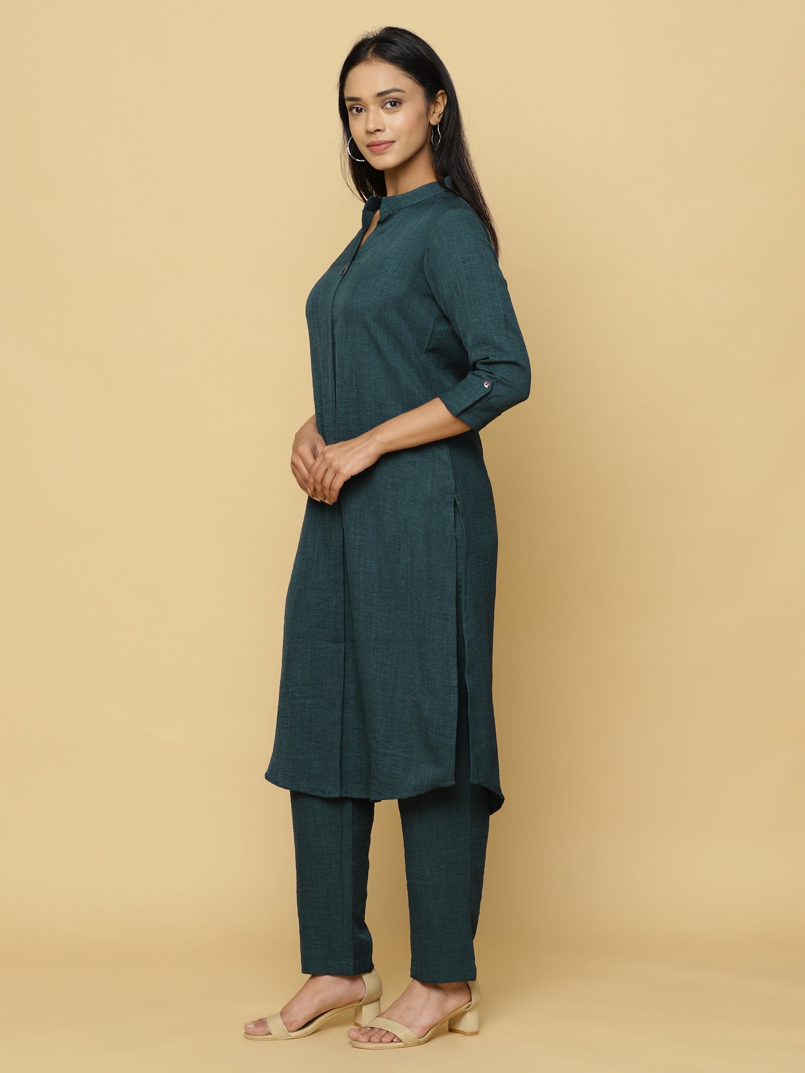 Deep Teal Mandarin Co-ord Set