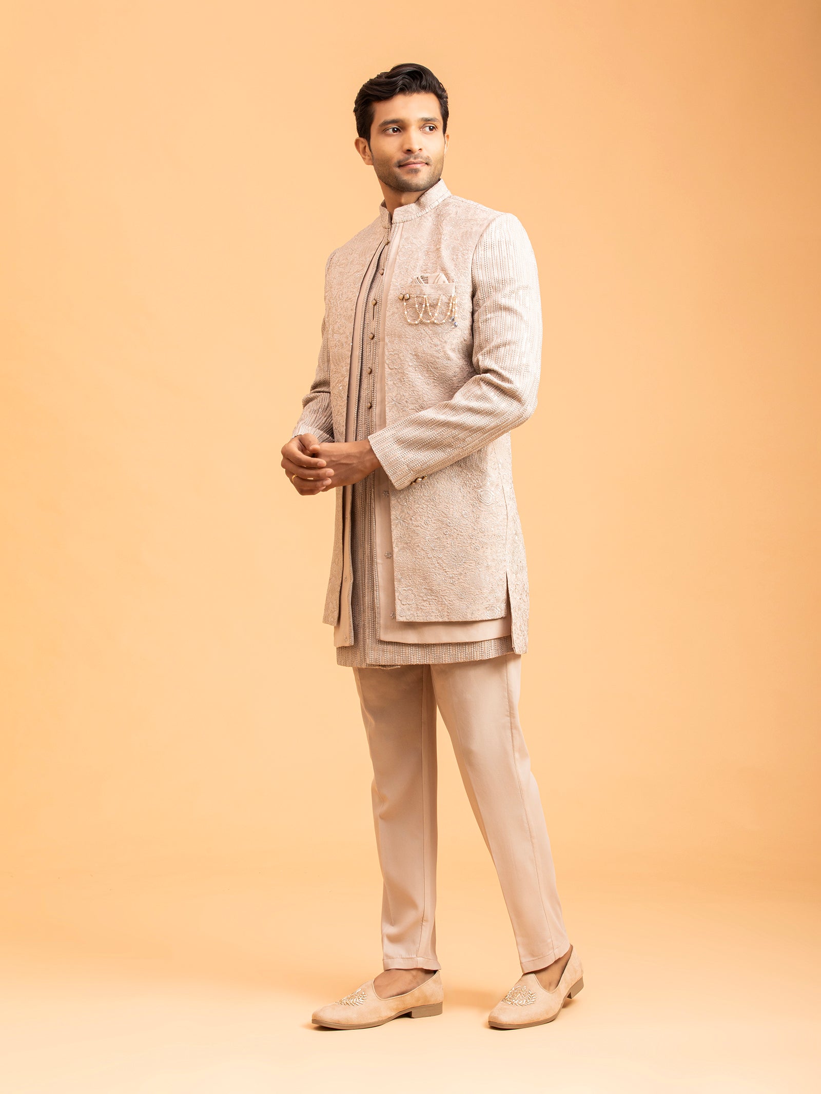Champagne Sand Opulence Indo-Western Set