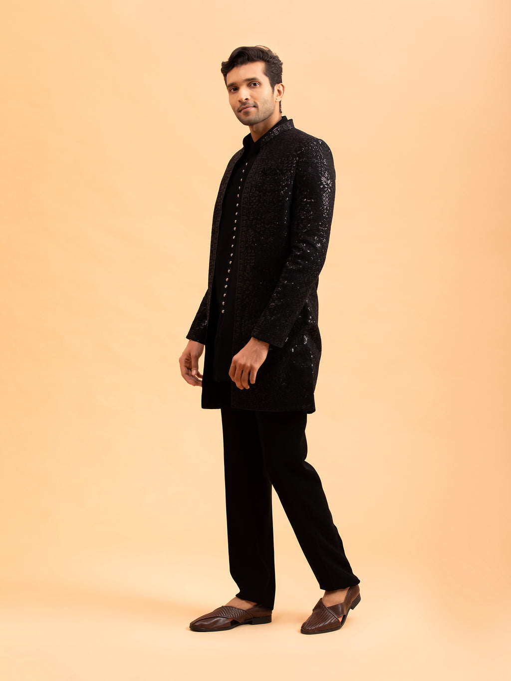 Obsidian Noir Sequin Indo-Western Set