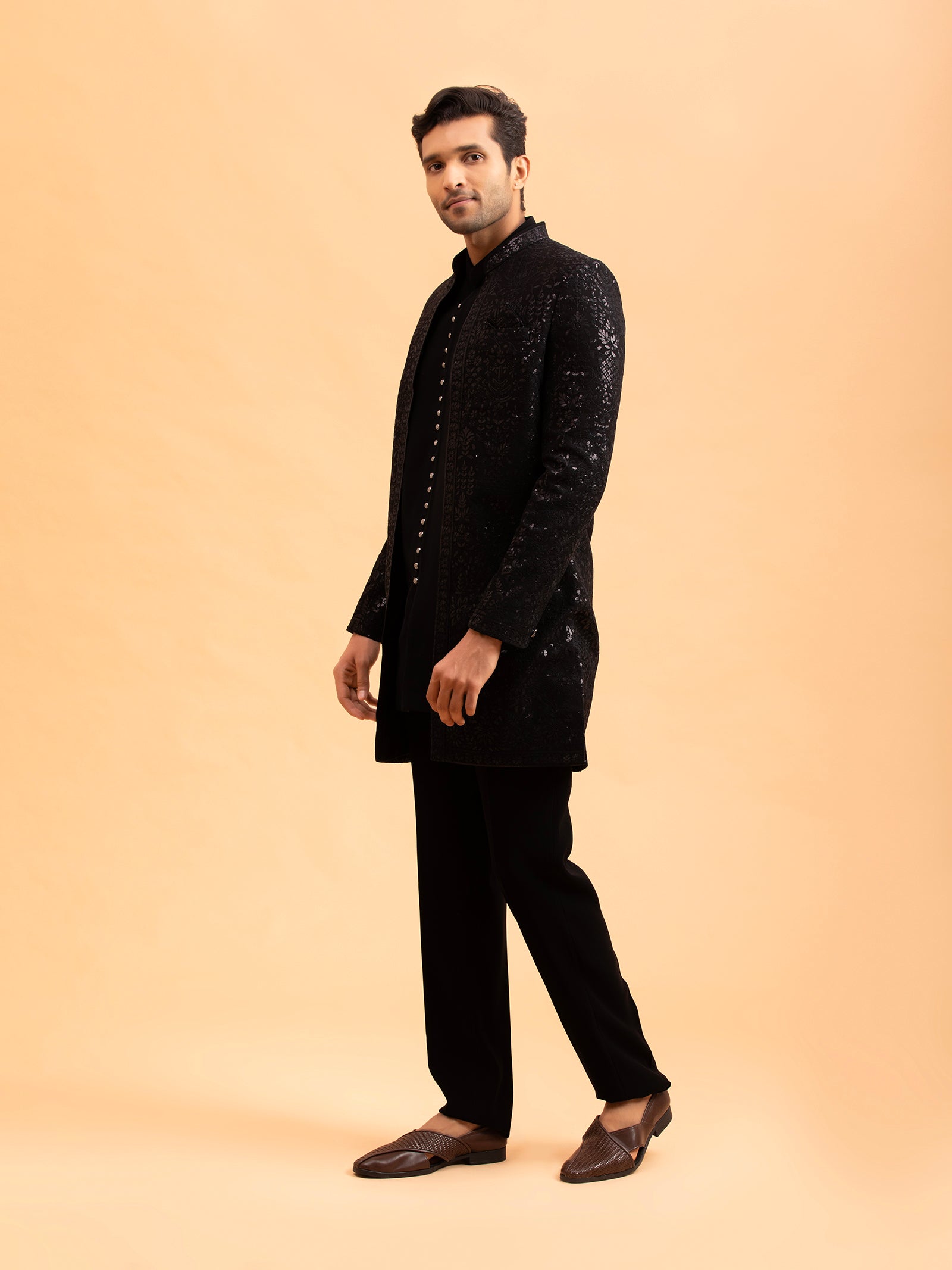 Obsidian Noir Sequin Indo-Western Set
