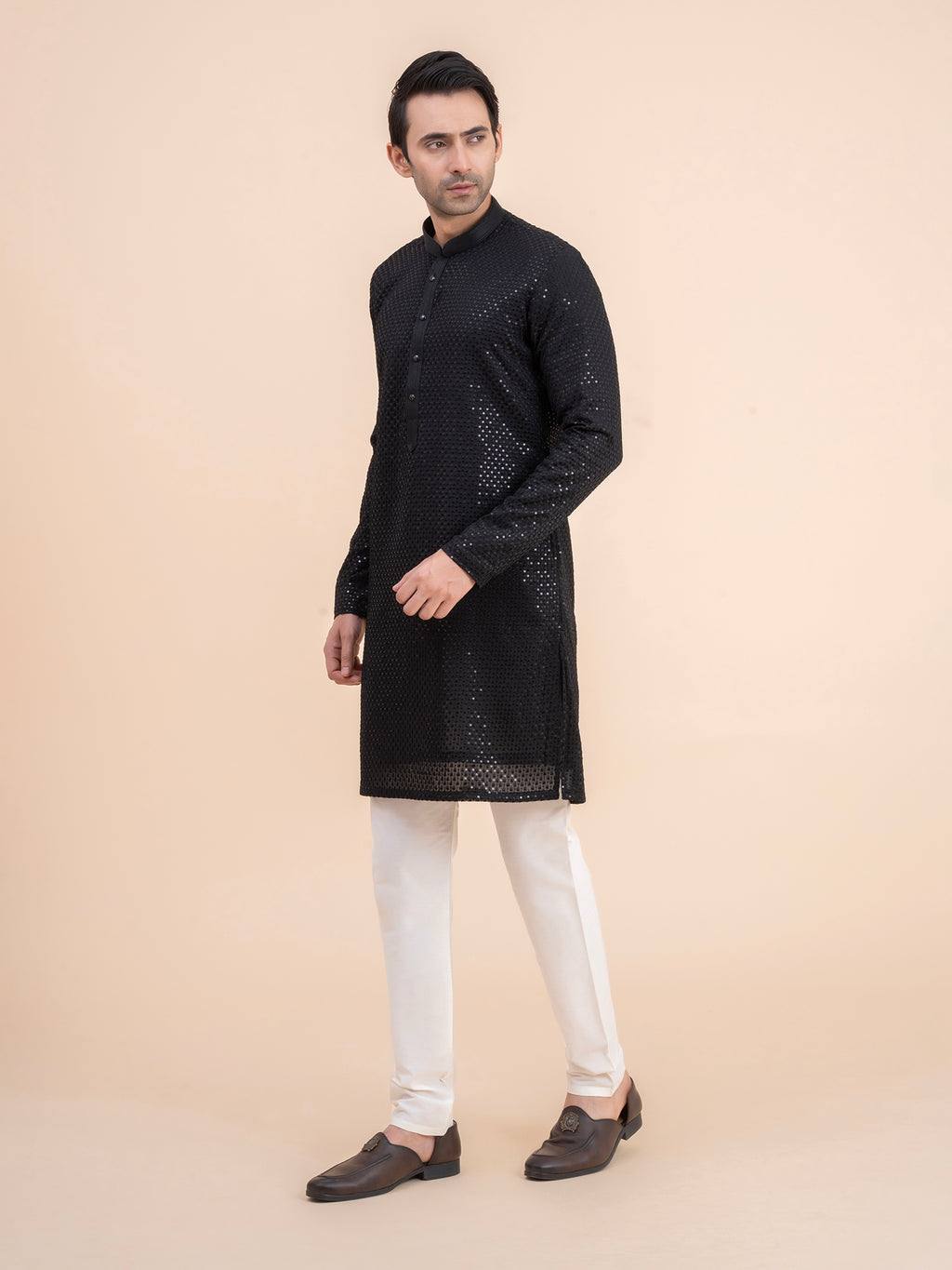 Jet Black Sequin Kurta Set
