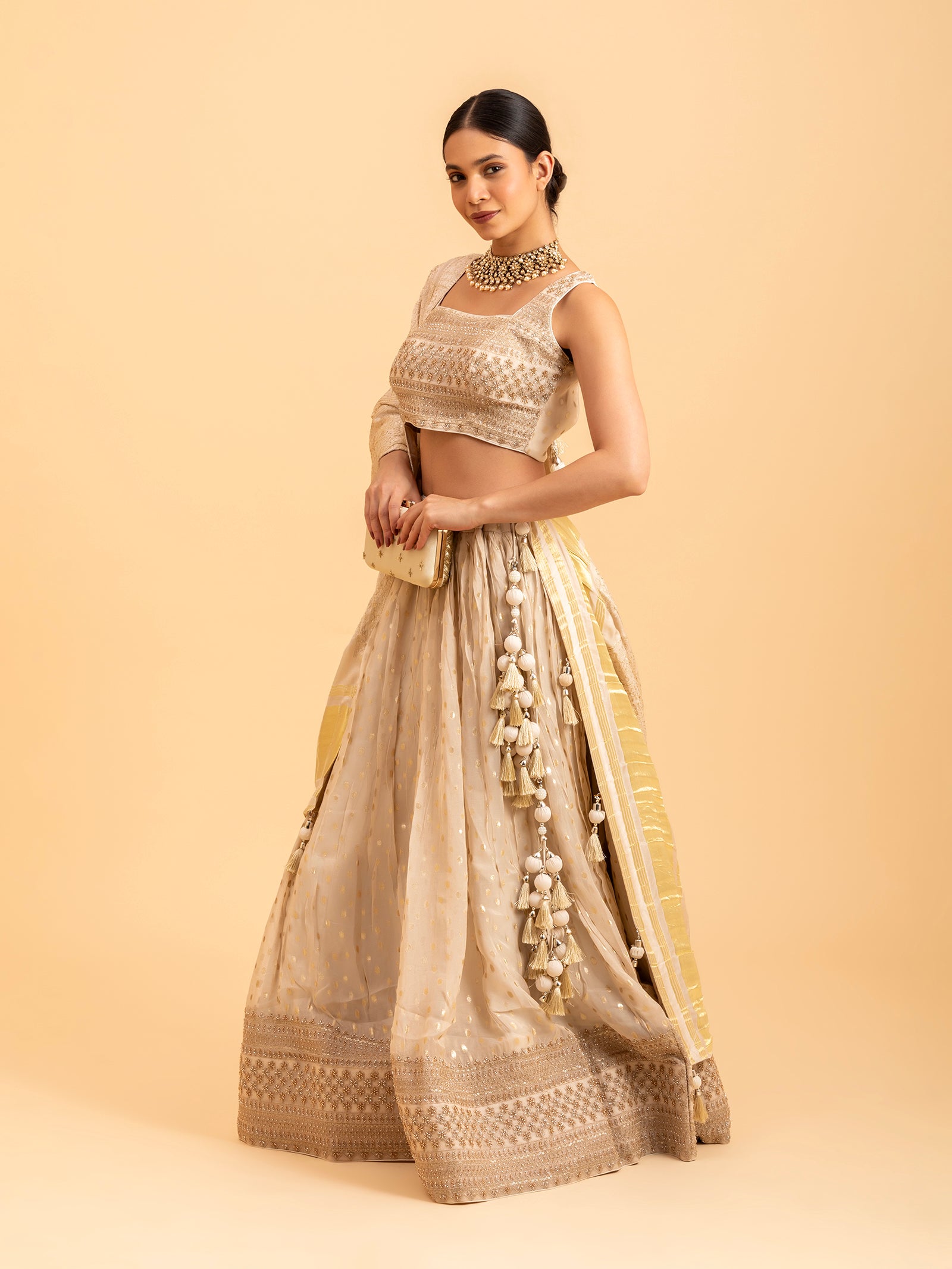 Ivory Radiance Mukaish Lehenga