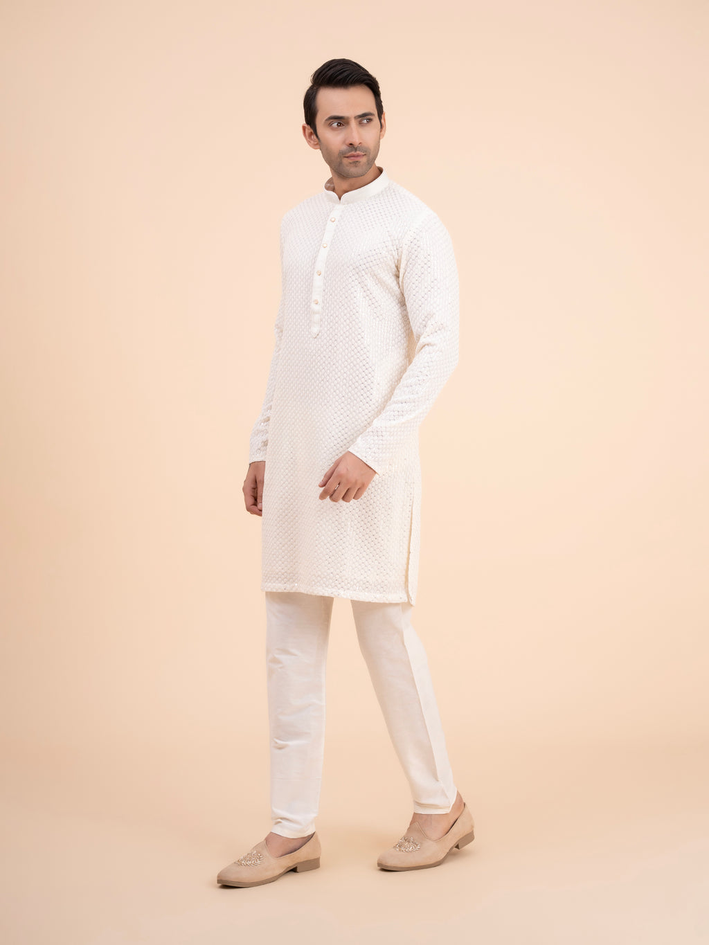 Ivory Chikankari Embroidred Kurta Set