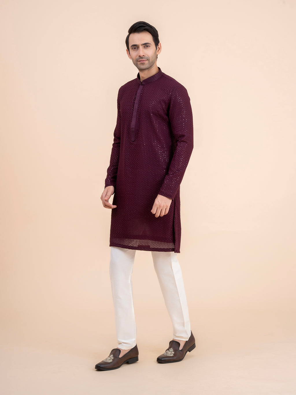 Deep Maroon Sequin Kurta Set