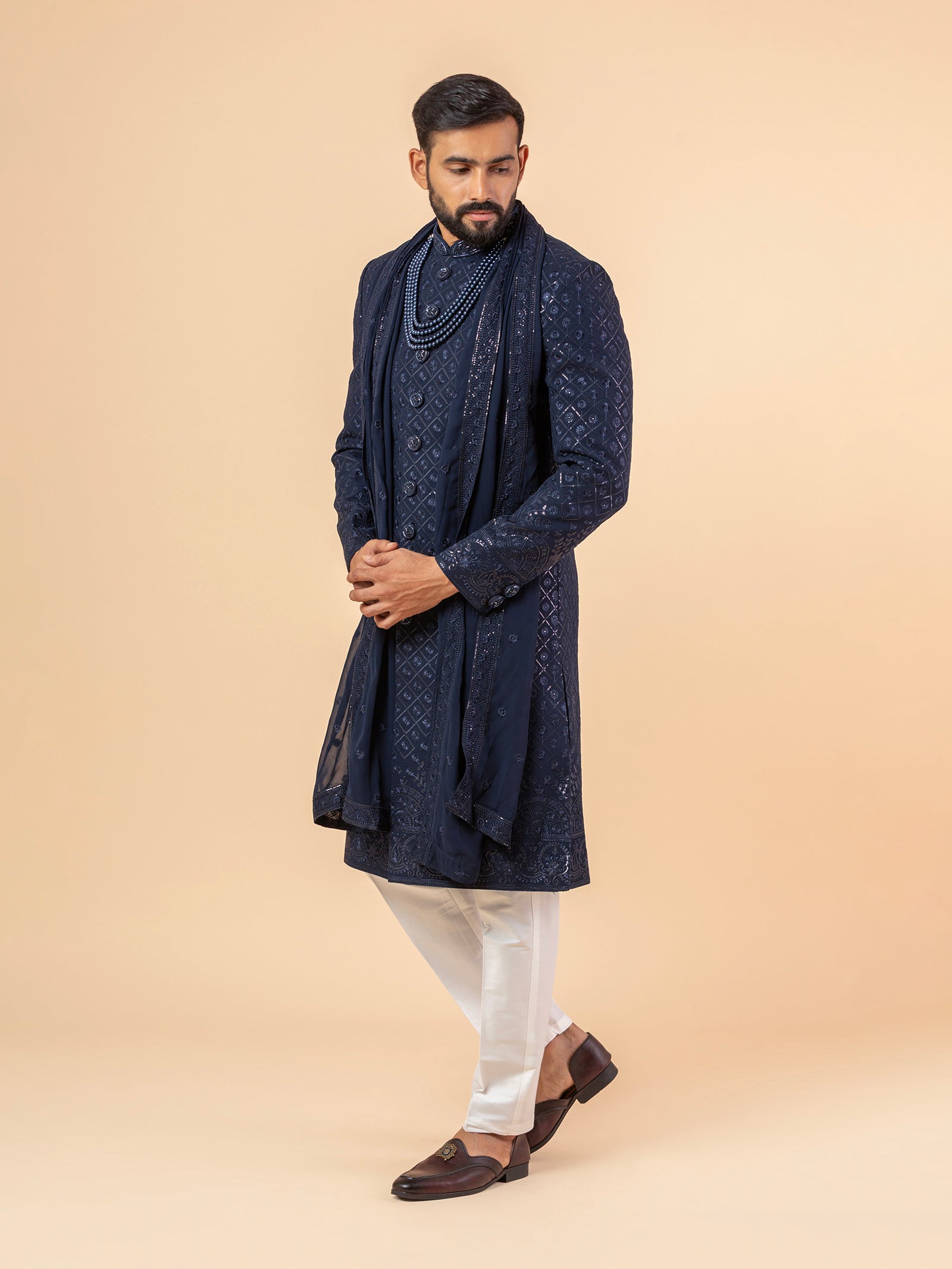 Midnight Sapphire Embroidered Sherwani