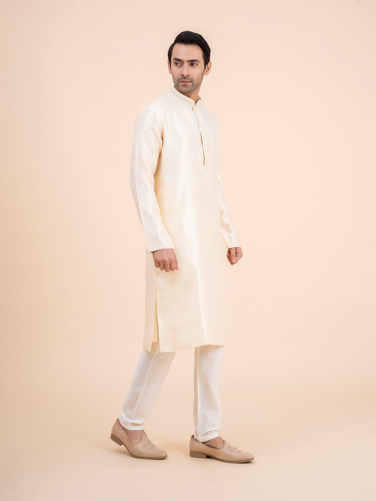 Ivory Jacquard Kurta Set