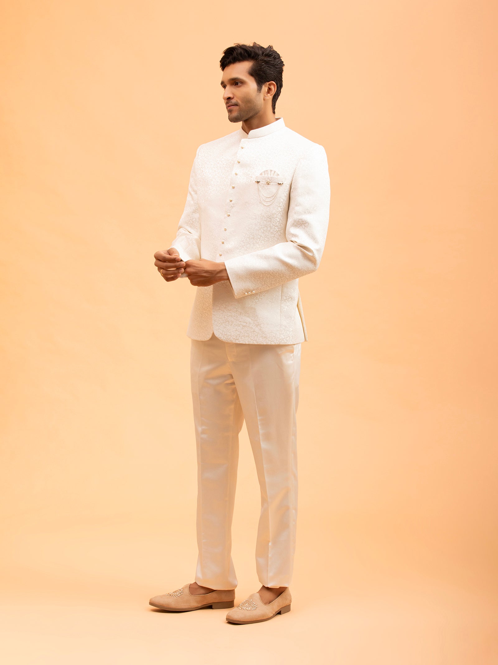 Ivory Heirloom Jacquard Jodhpuri Set