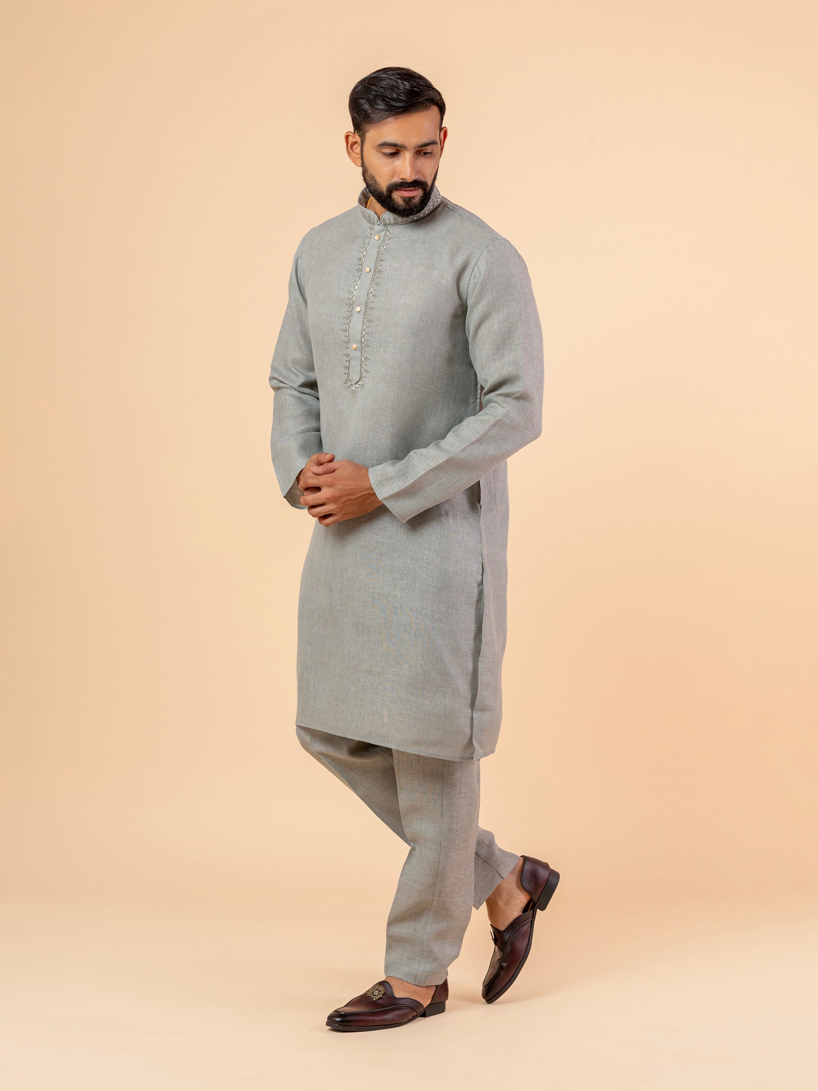 Simple Sage Filigree Kurta Set