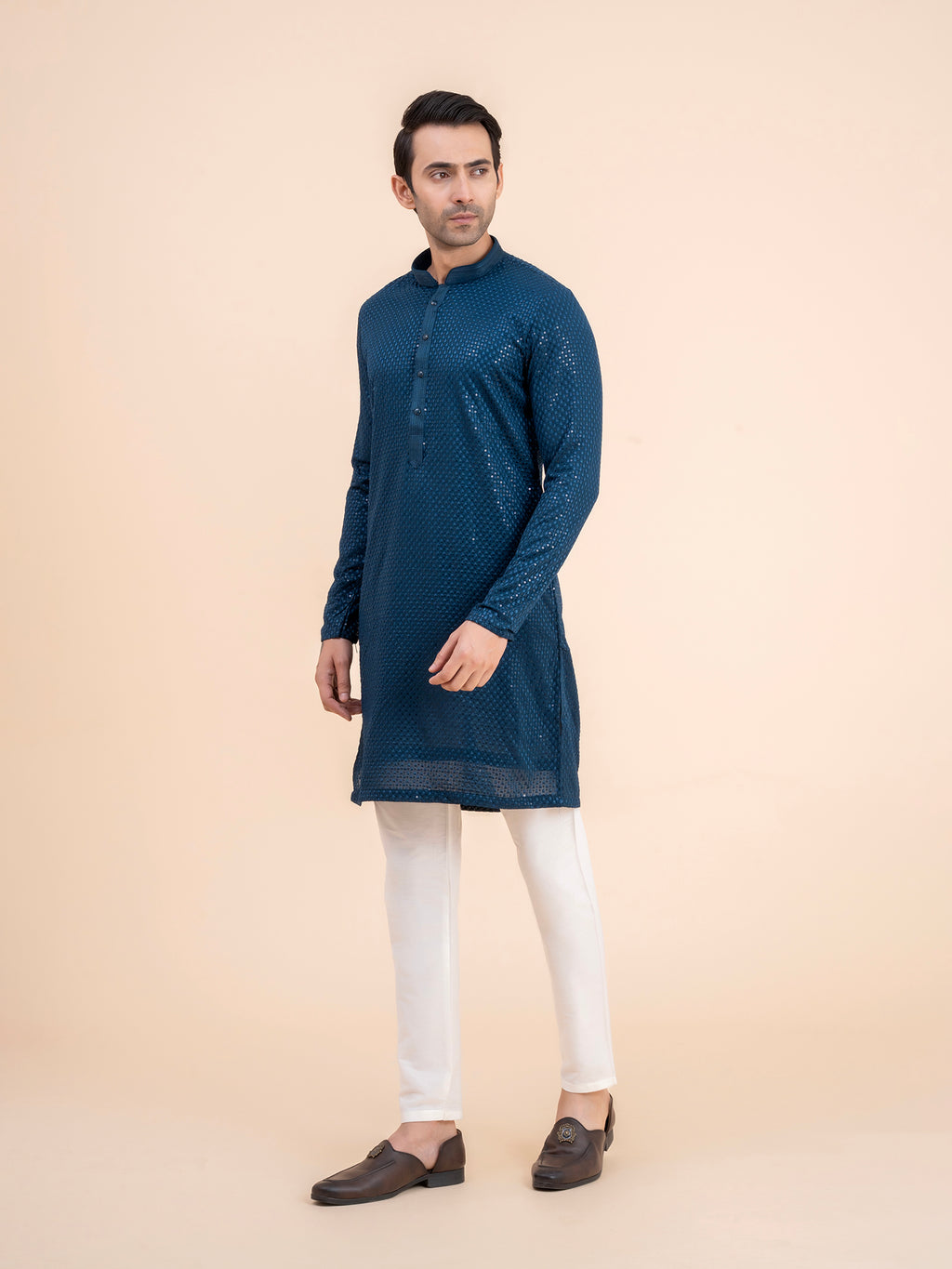 Deep Blue Sequin Kurta Set