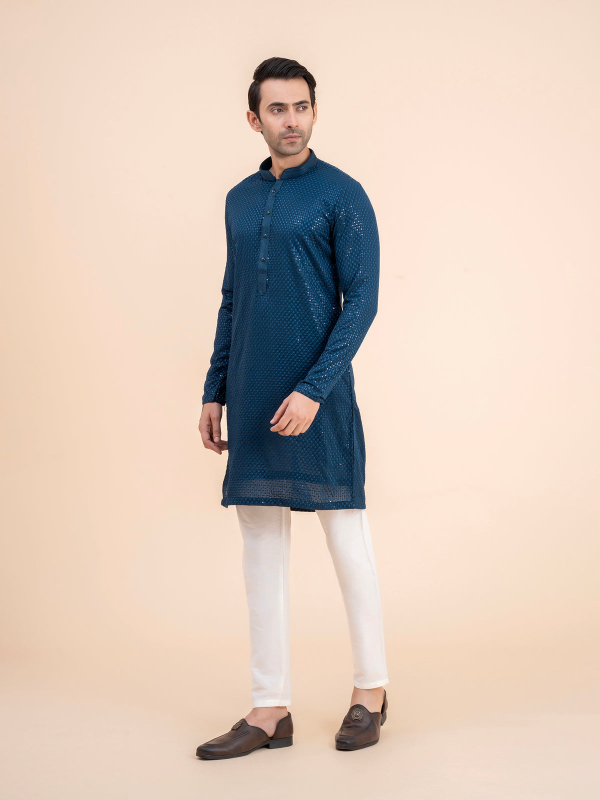 Deep Blue Sequin Kurta Set