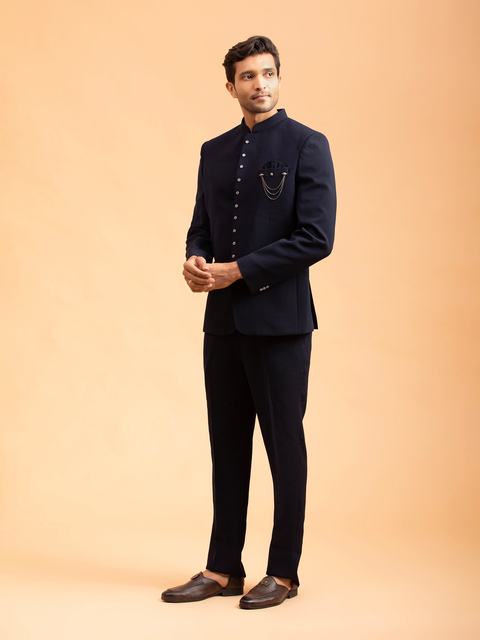 Midnight Navy Structured Jodhpuri Set
