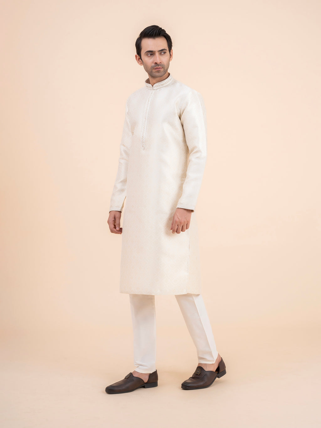 Off-White Brocade Kurta Set