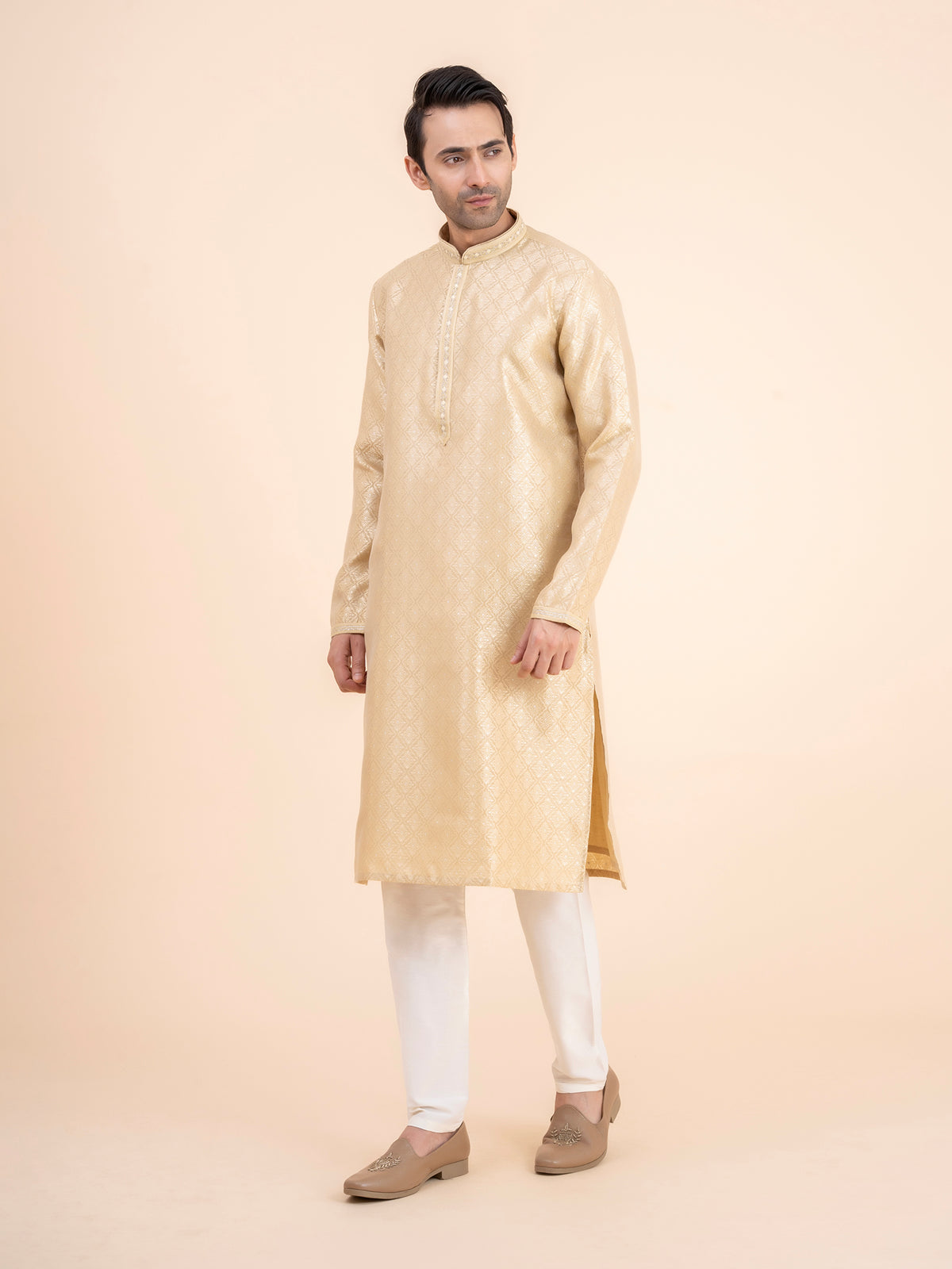 Gold Brocade Kurta Set