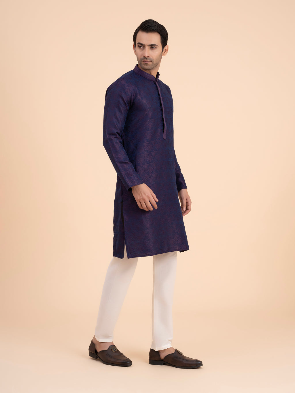 Midnight Indigo Brocade Kurta Set