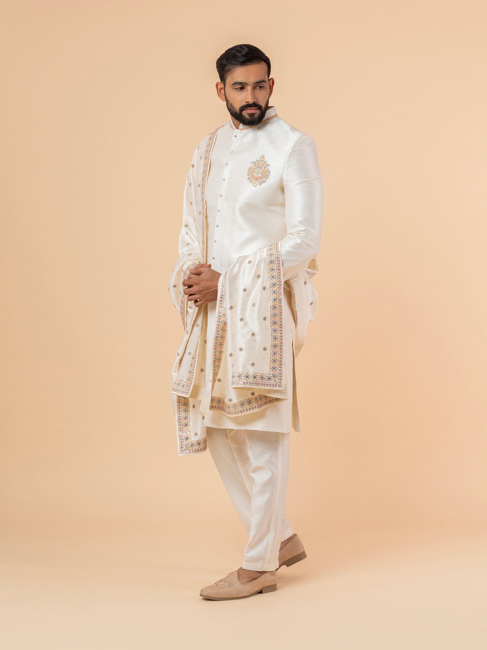 Pearl Allover-Embroidered Sherwani
