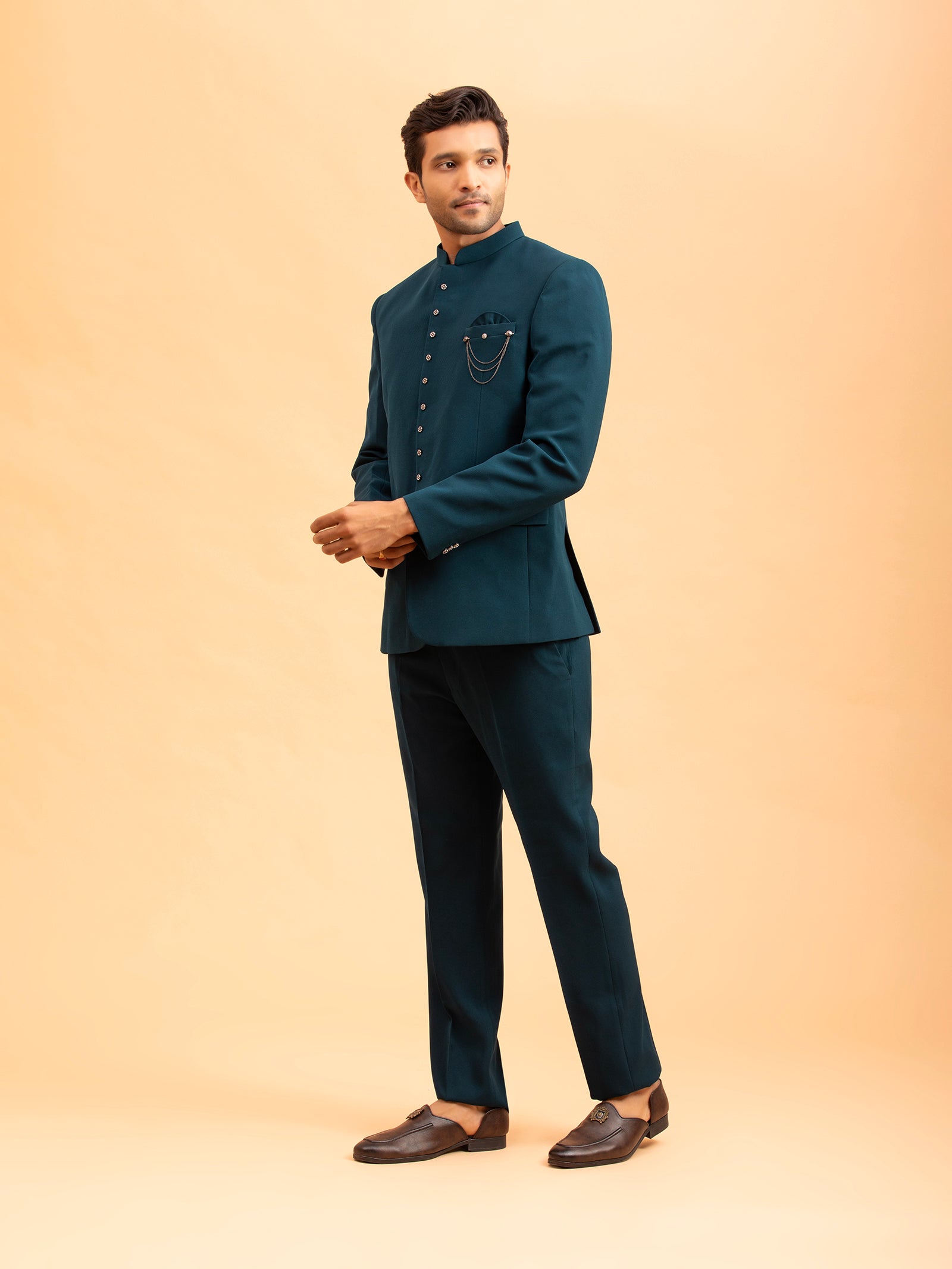 Teal Serenity Tailored Jodhpuri Set
