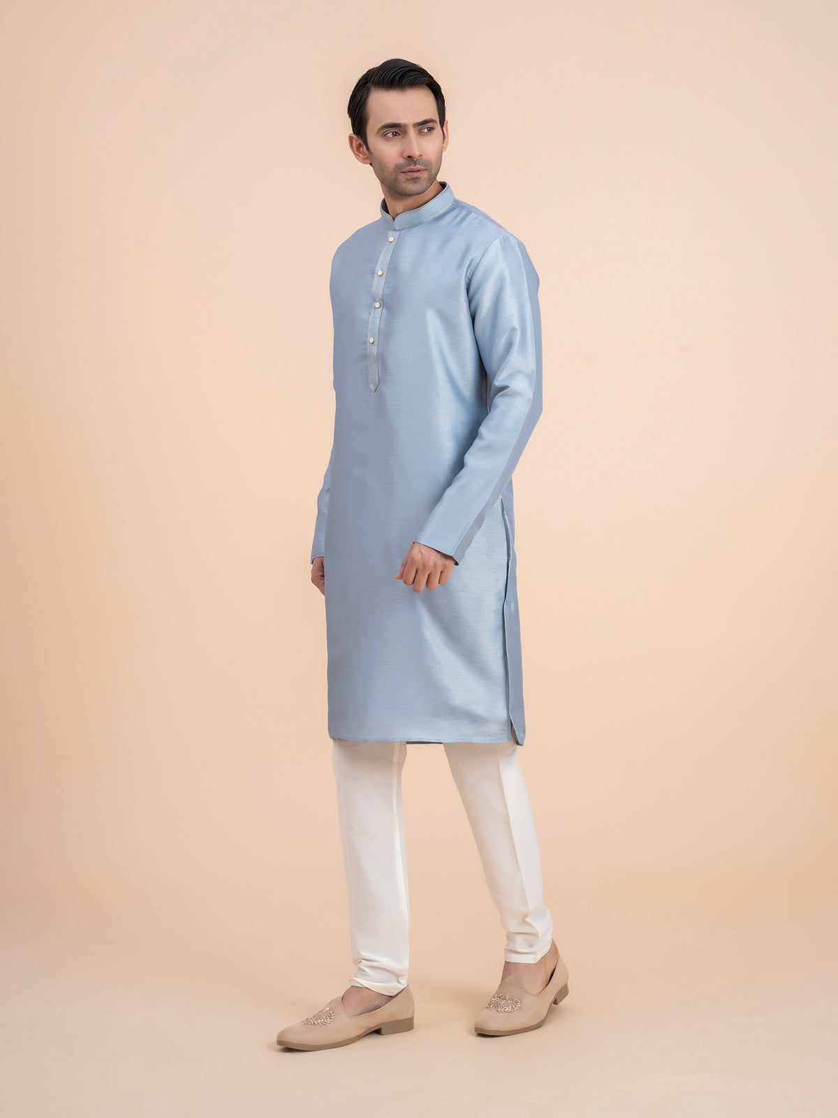 Steel Blue Solid Kurta Set