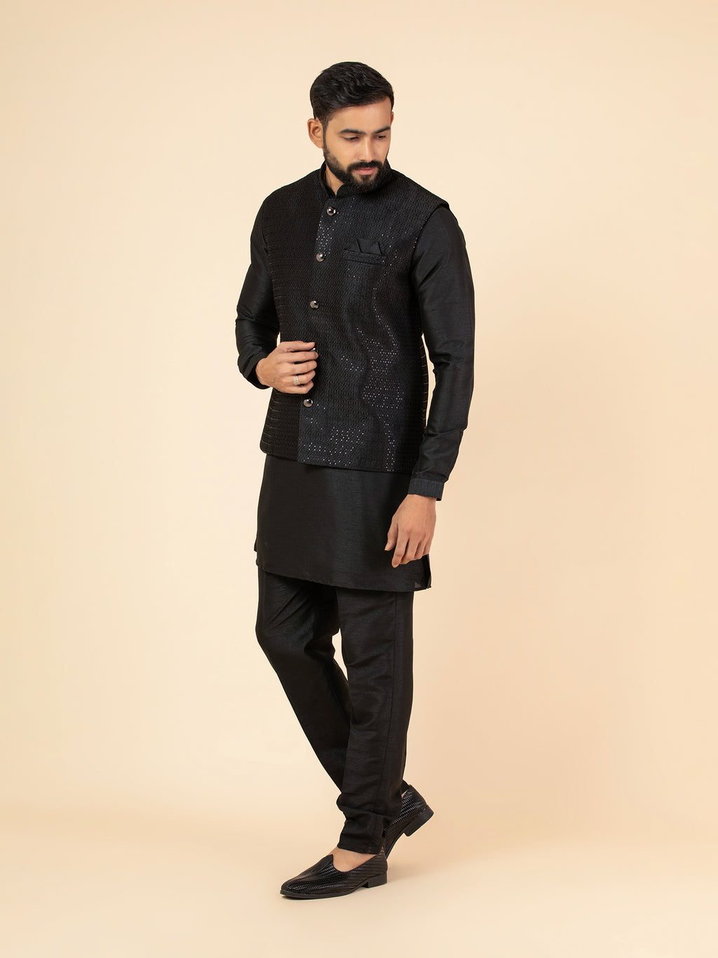 Jet Obsidian Geometric Sparkle Jacket Set