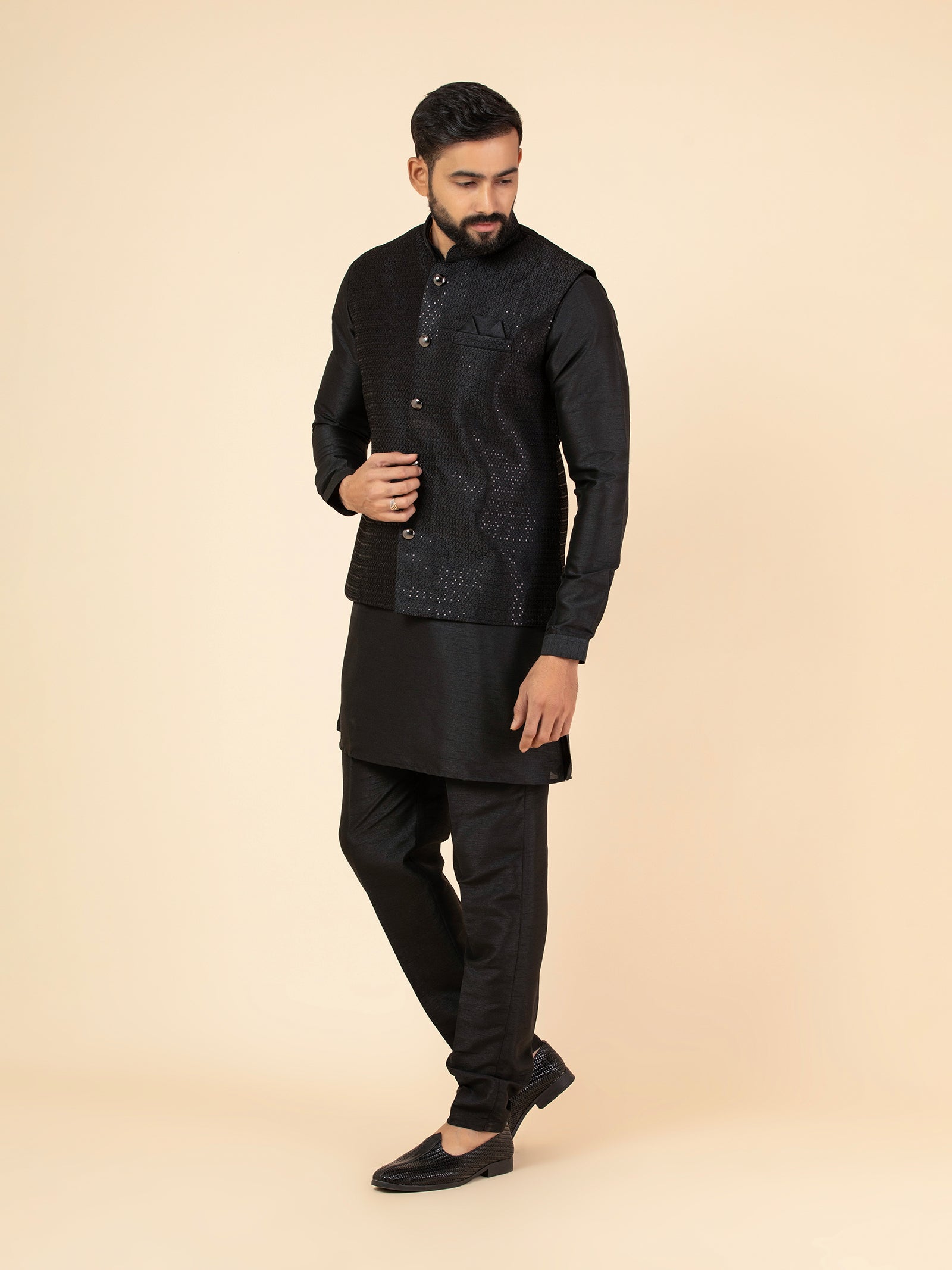Jet Obsidian Geometric Sparkle Jacket Set