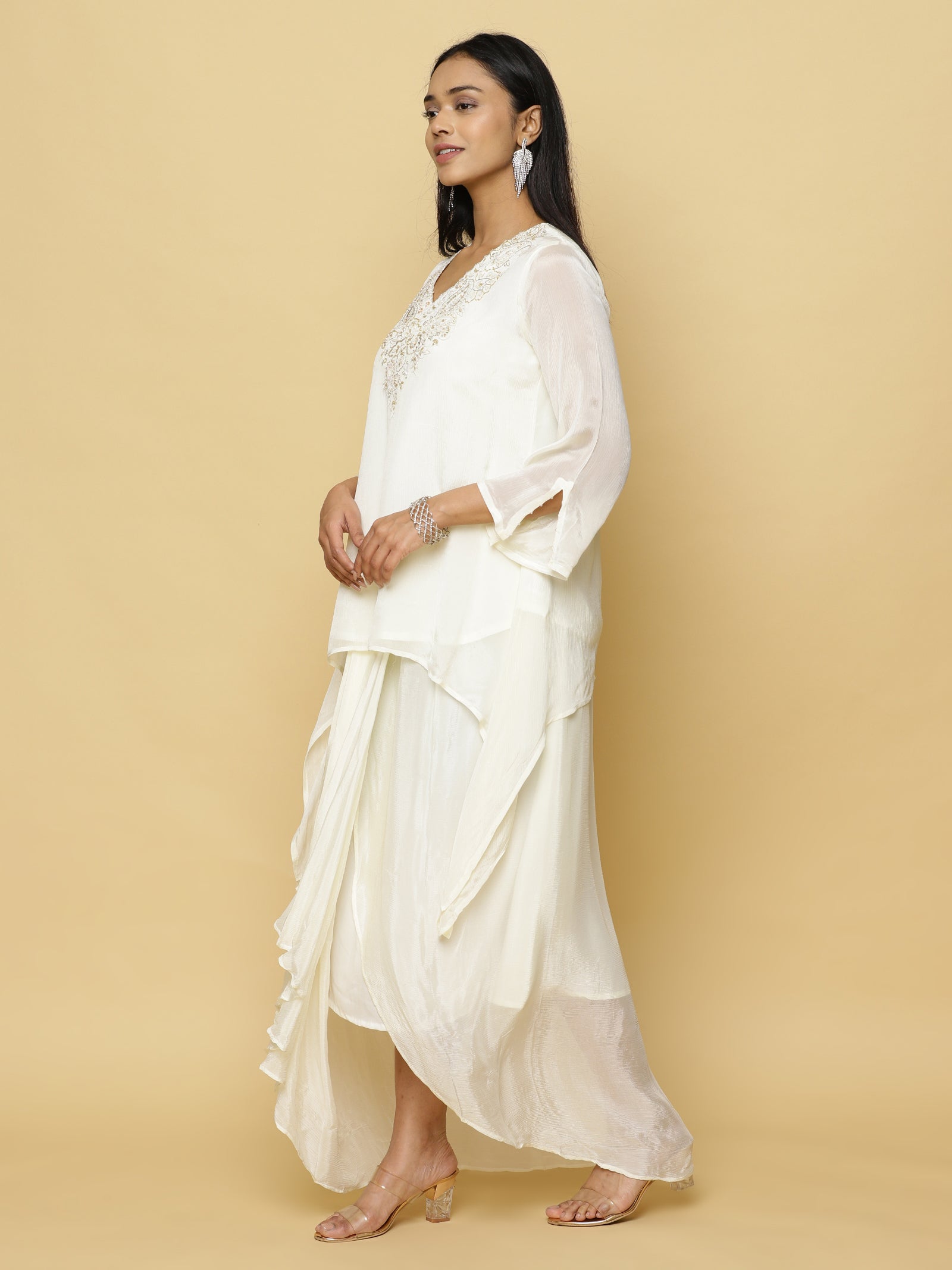 Pearl White Layered Co-ord Set