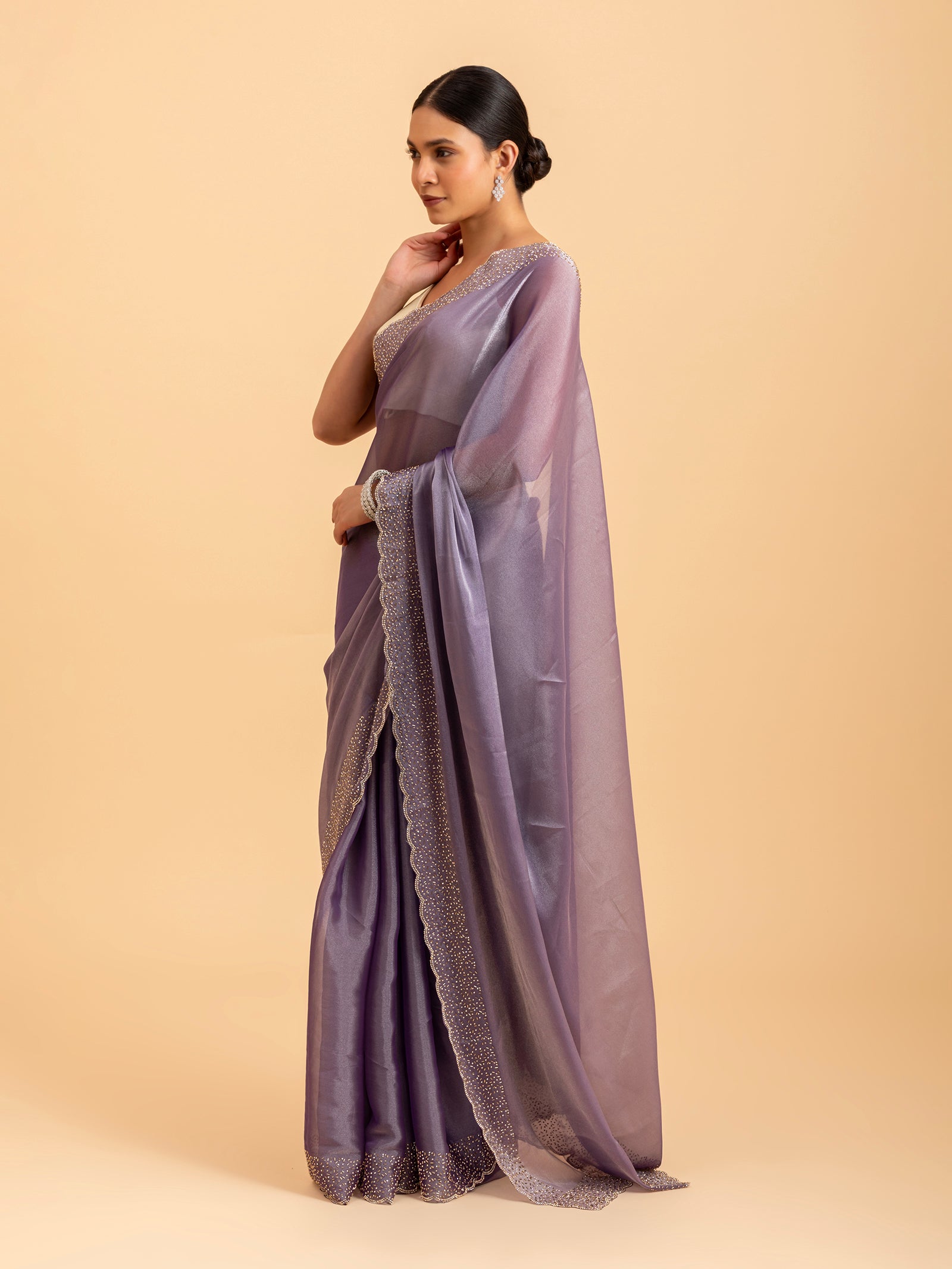 Celestial Lilac Shimmer Saree