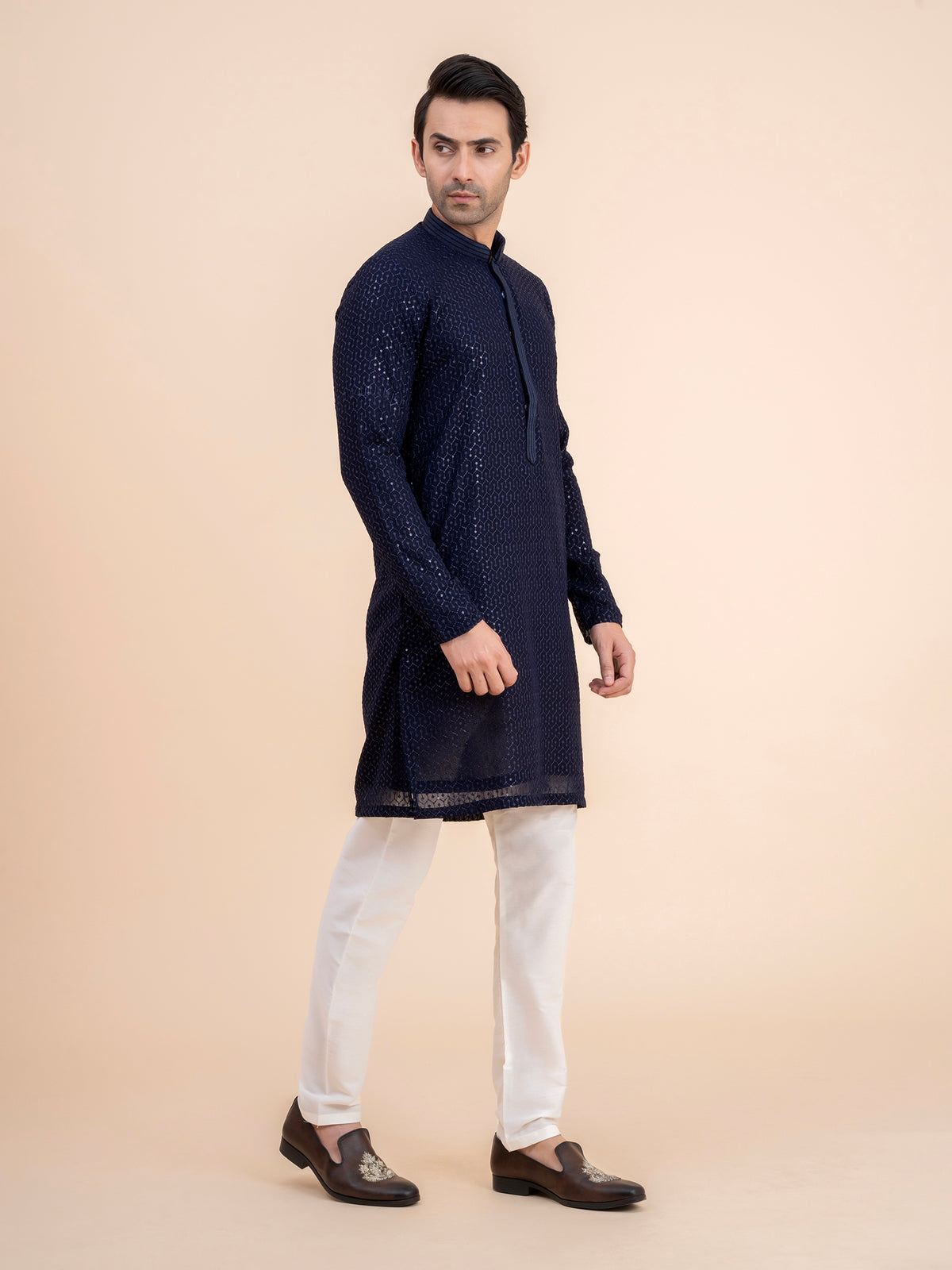 Navy Embellished Kurta Set