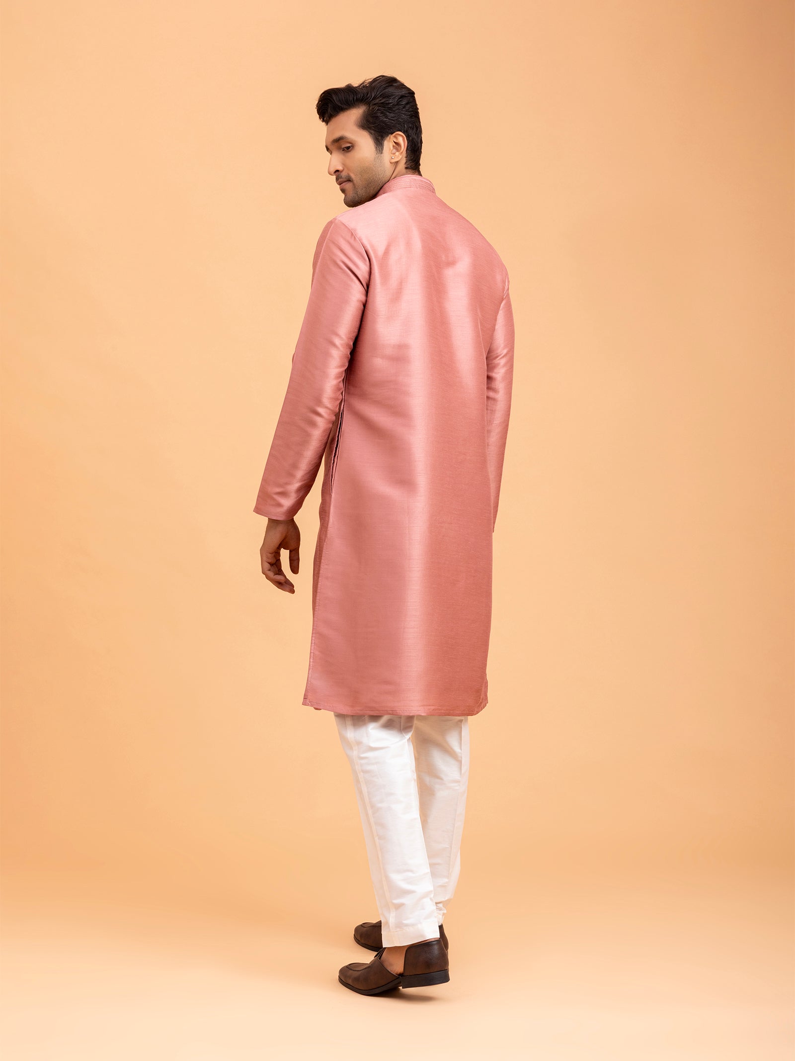 Rose Gold Silk Blend Kurta Set