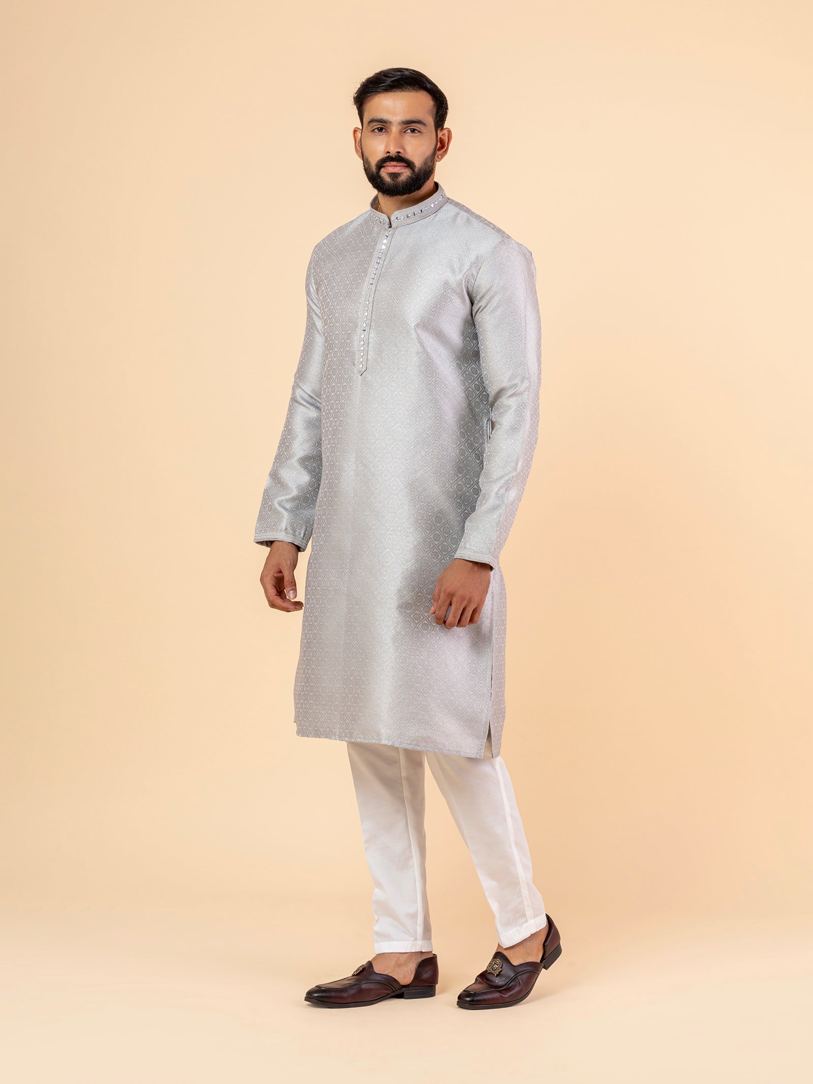 Sterling Grey Rhombus Kurta Set