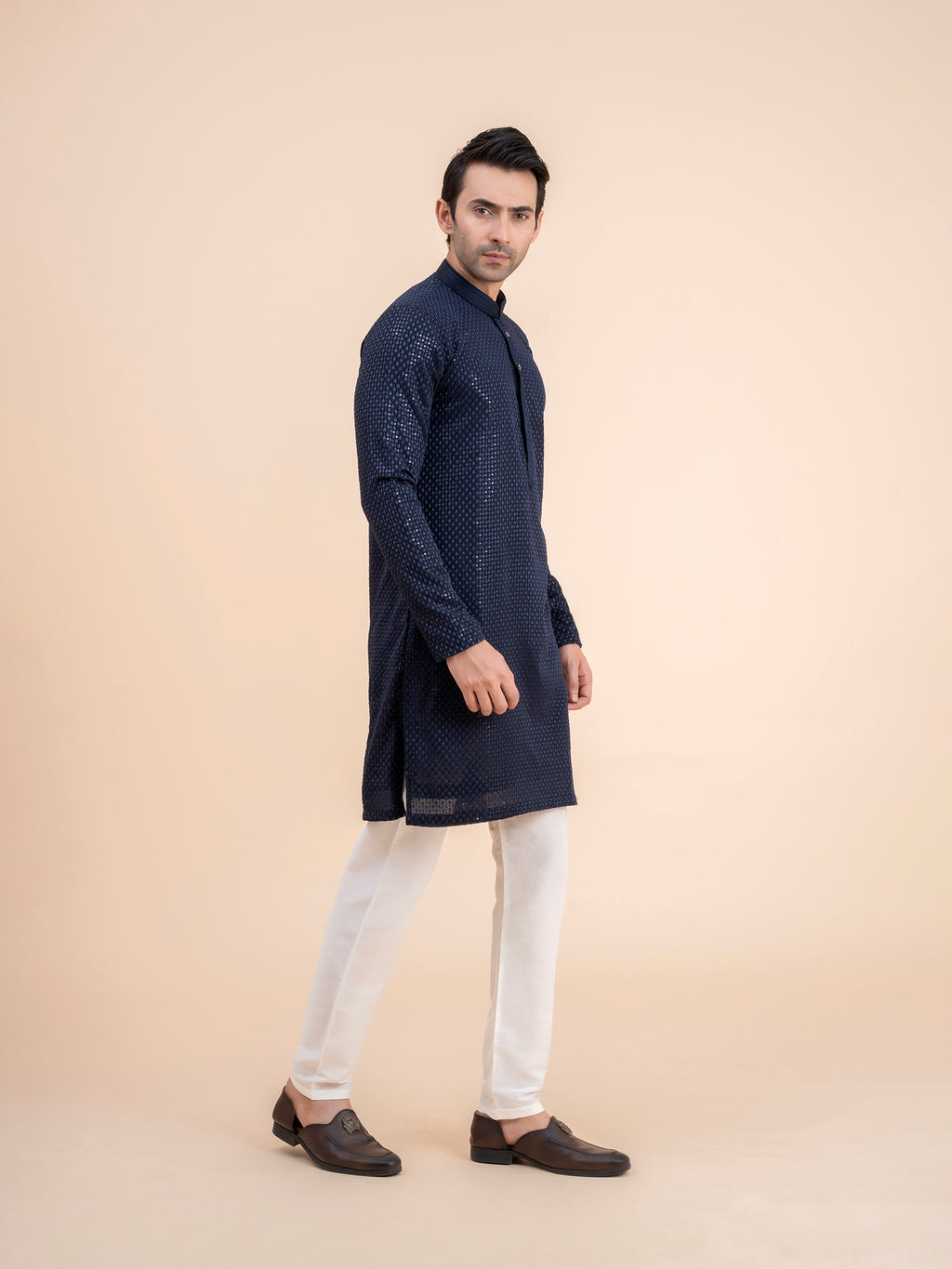 Midnight Blue Embellished Kurta Set