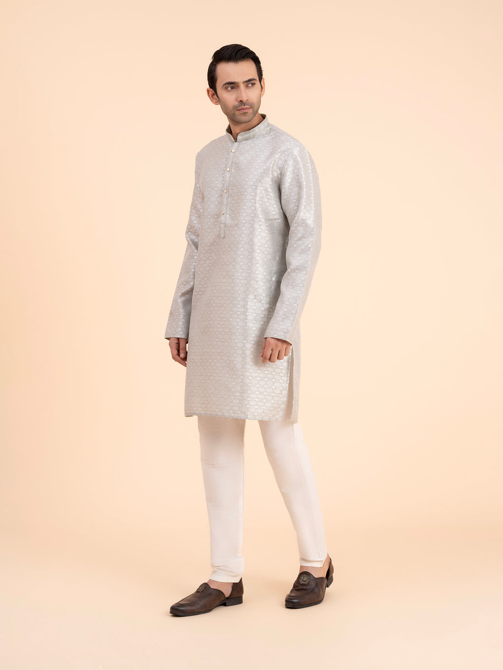 Platinum Brocade Kurta Set