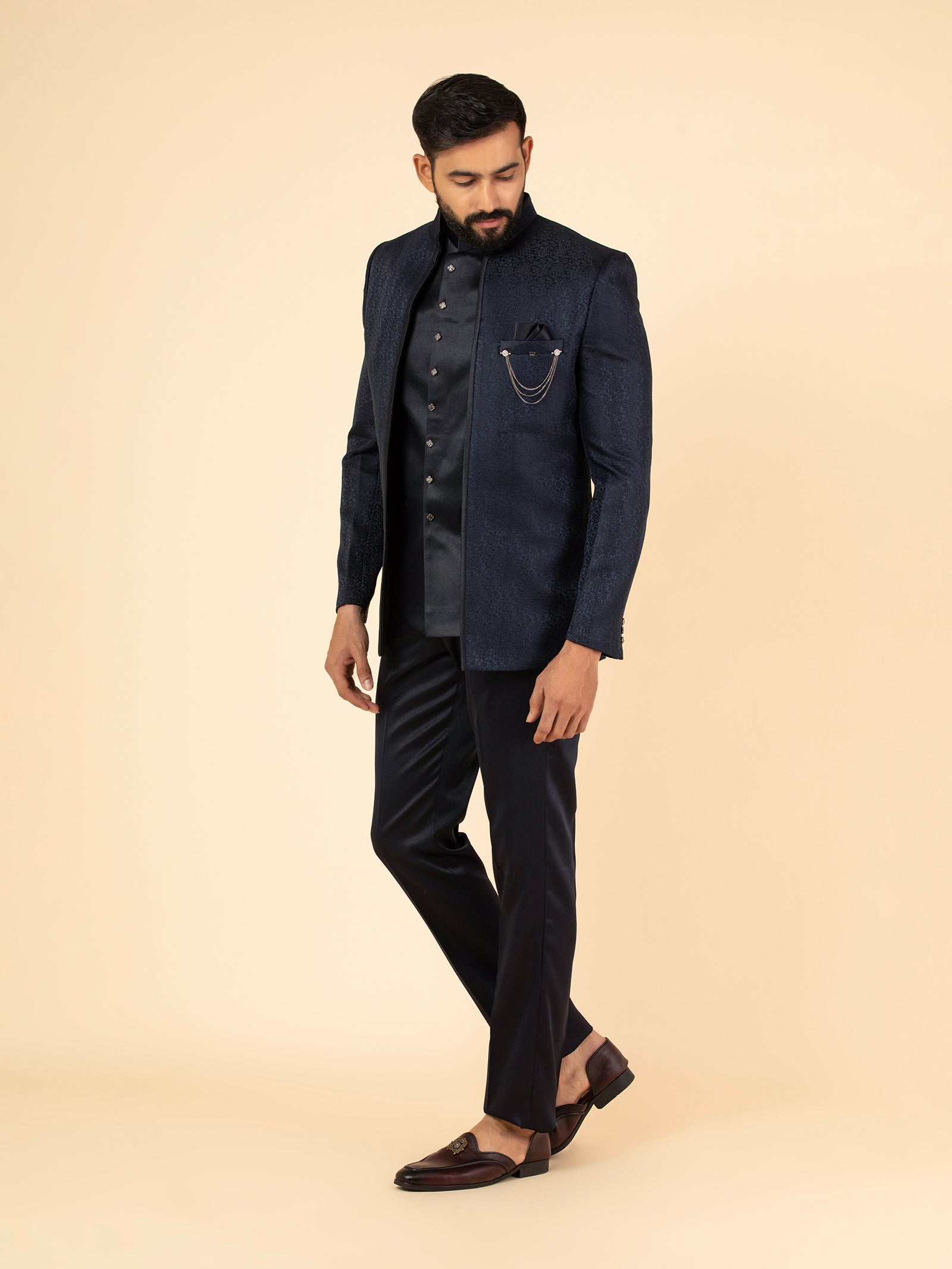 Obsidian Navy Embroidered Jodhpuri Set