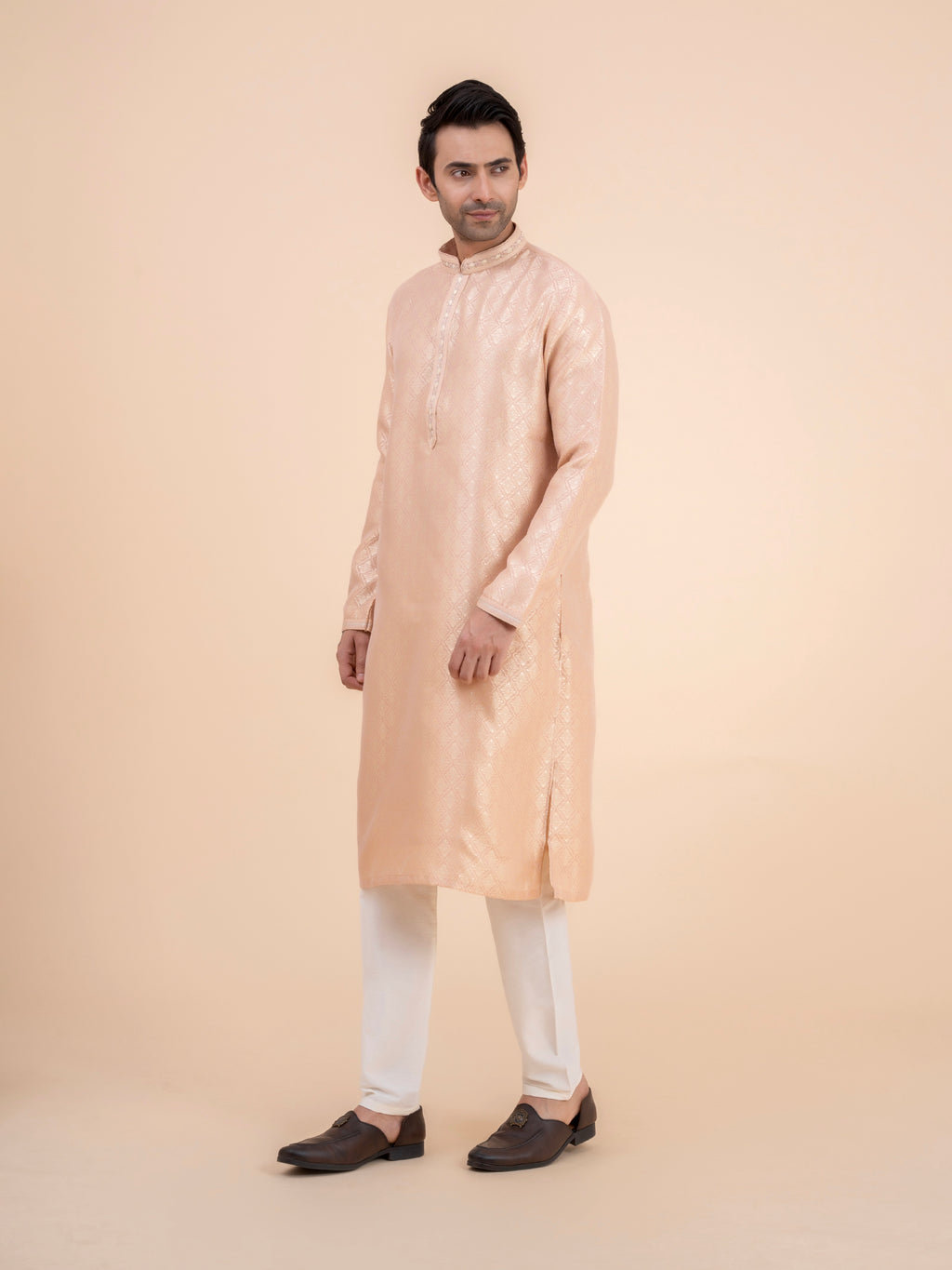 Rose Brocade Kurta Set